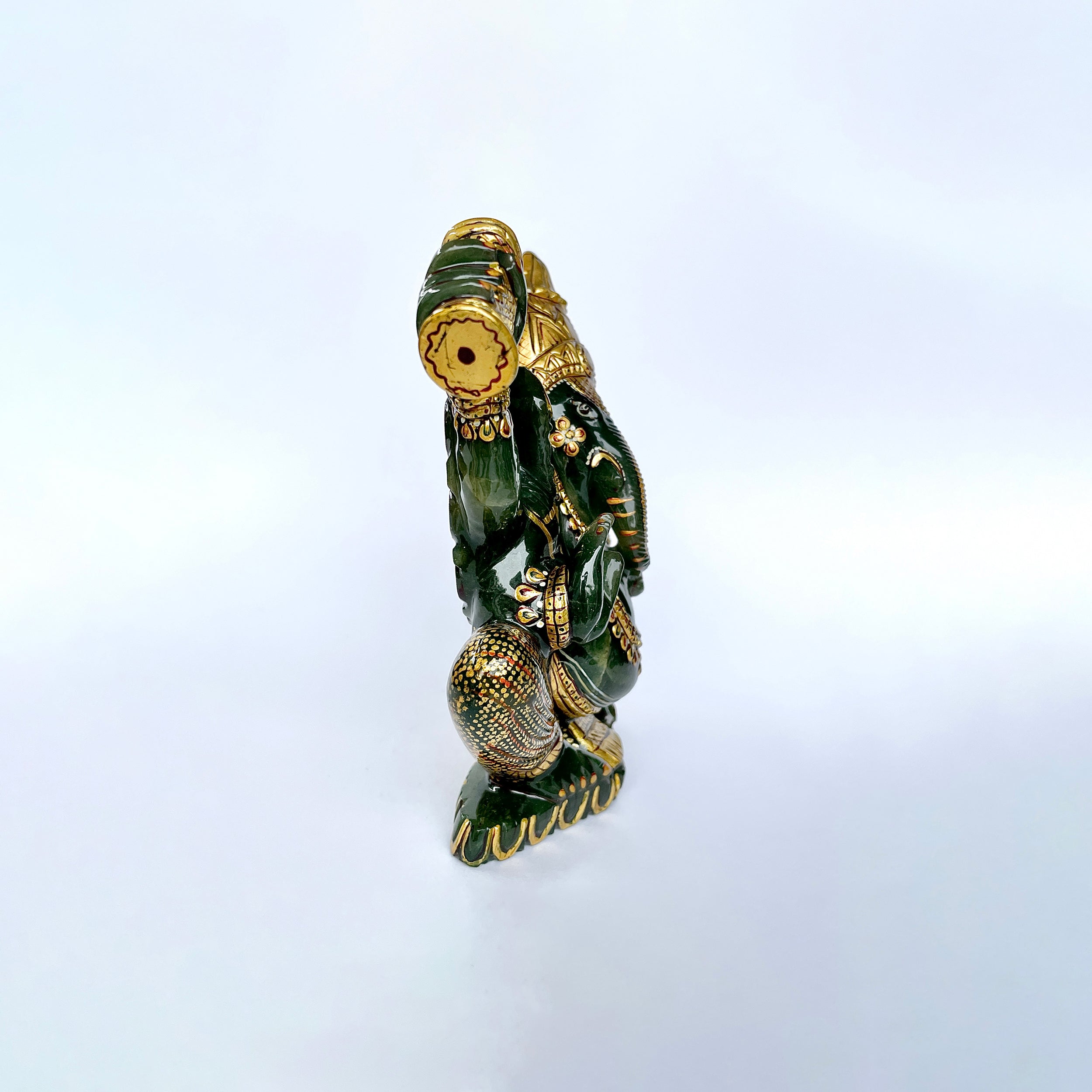 เทวรูปพระพิฆเนศเขียวอเวนทูรีน 3882 กะรัต สูง - 14.5 CM-(GAV-MRT-7.)