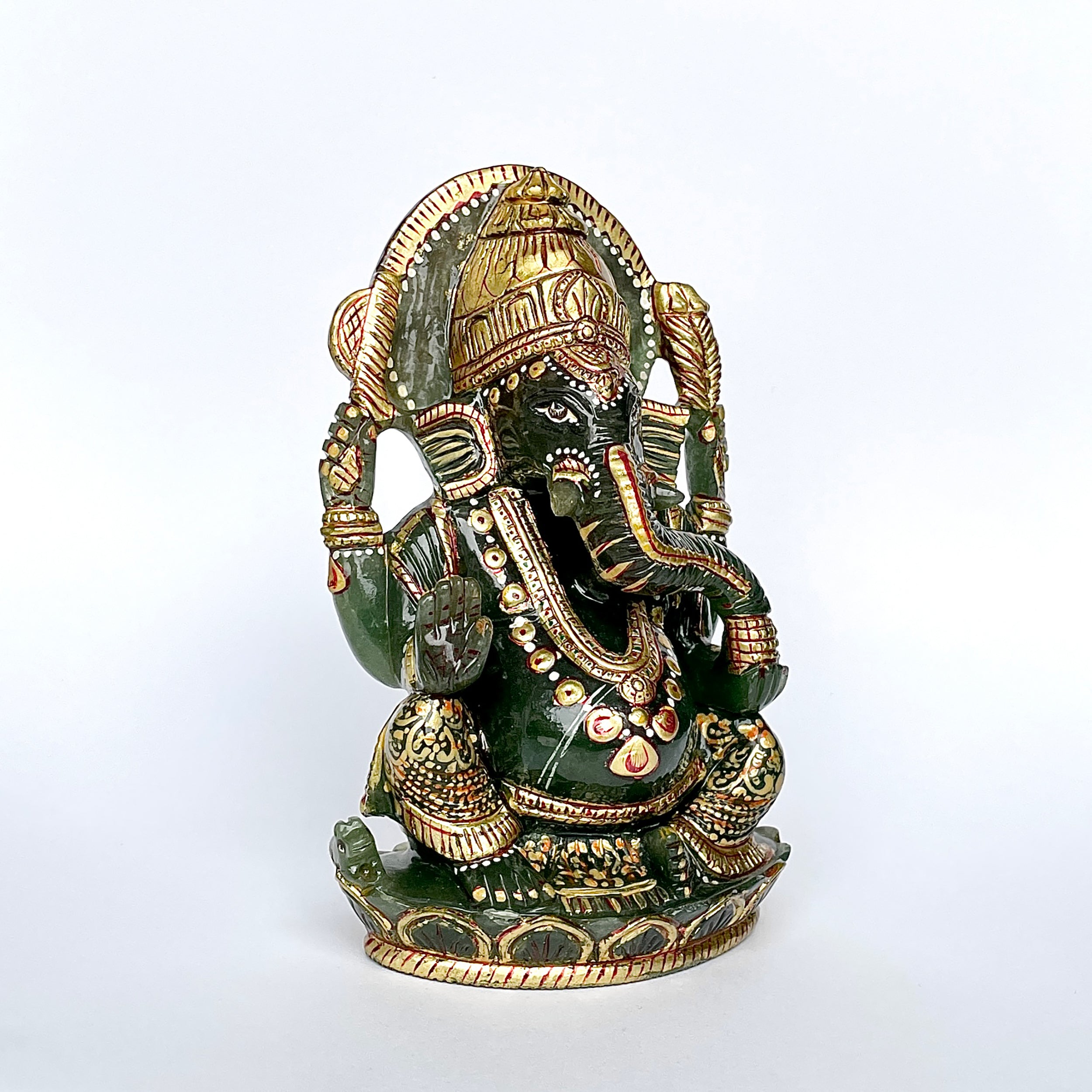เทวรูปพระพิฆเนศเขียวอาเวนทูรีน 2937 กะรัต สูง - 14.5 CM-(GAV-MRT-9.)