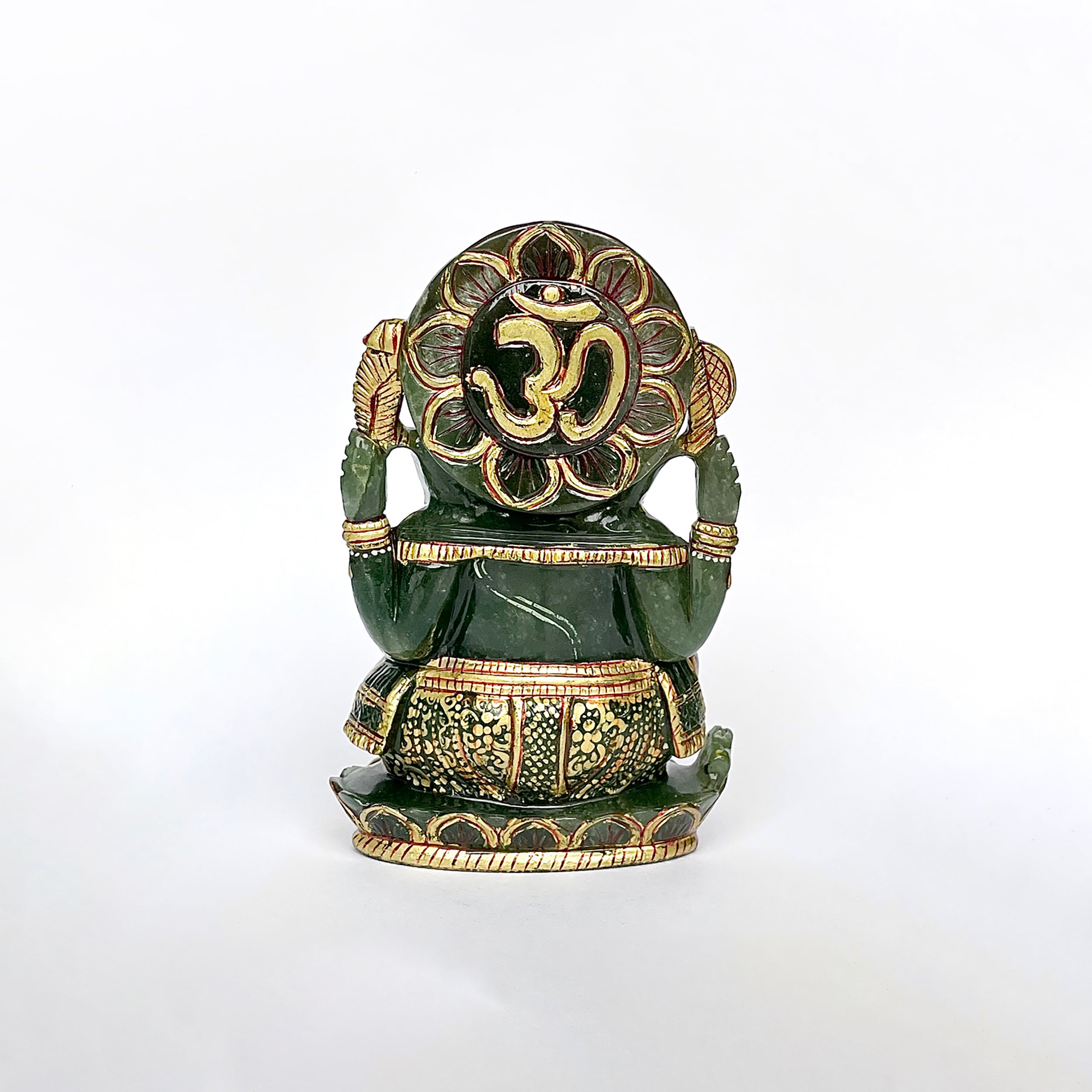 เทวรูปพระพิฆเนศเขียวอาเวนทูรีน 2937 กะรัต สูง - 14.5 CM-(GAV-MRT-9.)