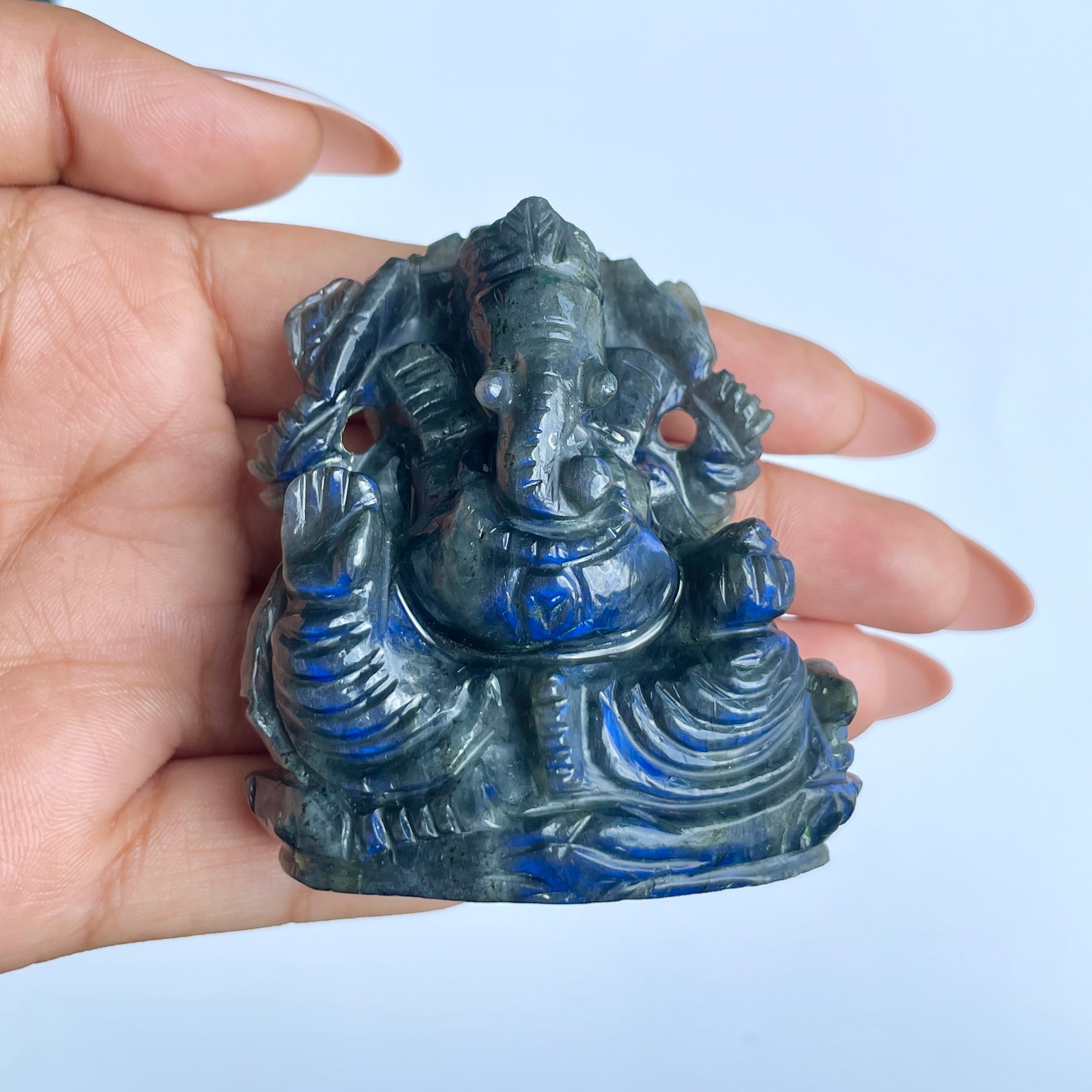 พระพิฆเนศลาบราโดไรต์ รูปเคารพ 650 กะรัต สูง 6 ซม.(LBD-MRT-1.)