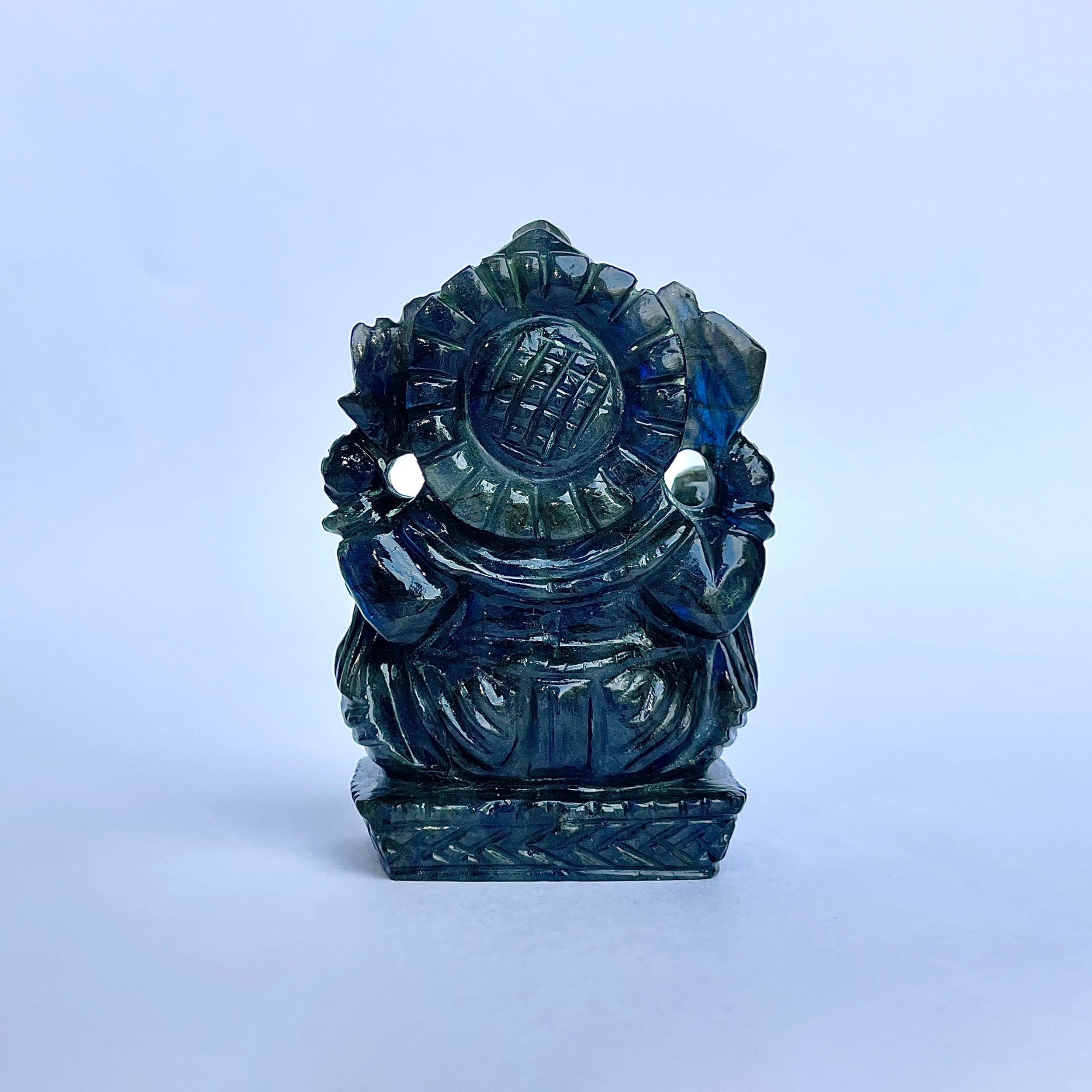 พระพิฆเนศลาบราโดไรต์ รูปเคารพ น้ำหนัก 940 กะรัต สูง-6.5 CM-(LBD-MRT-2.)