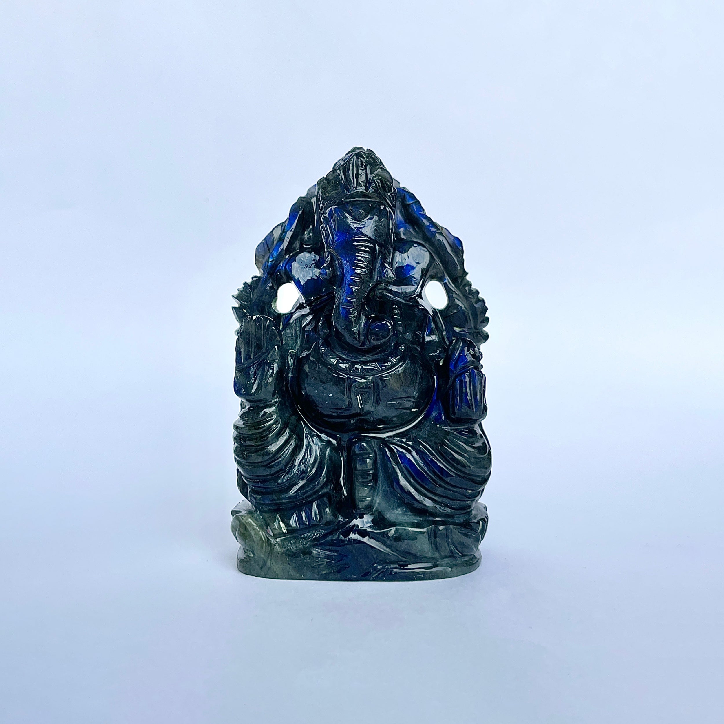 รูปเคารพพระพิฆเนศลาบราโดไรต์ 610 กะรัต สูง 8.3 CM-(LBD-MRT-3.)