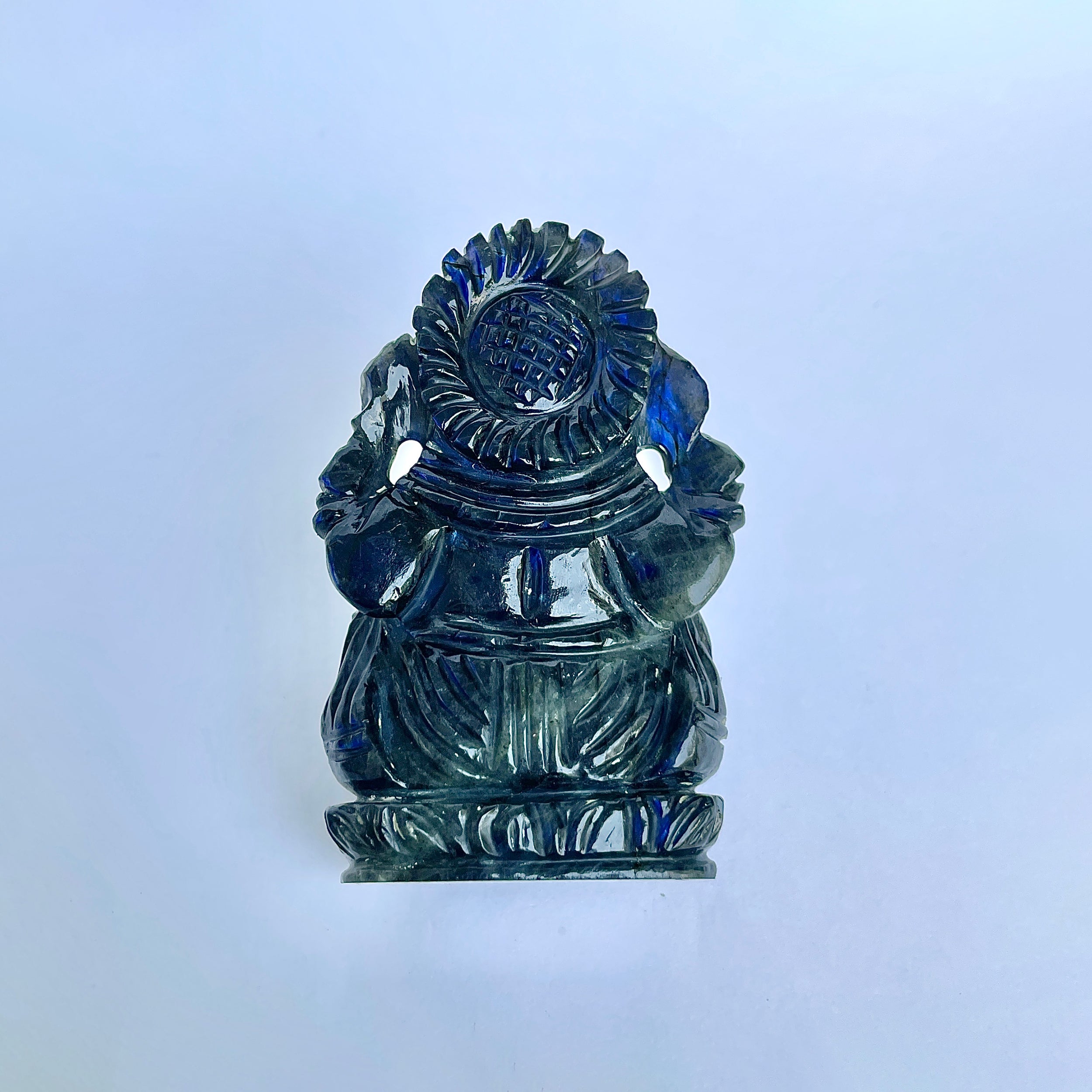 รูปเคารพพระพิฆเนศลาบราโดไรต์ 610 กะรัต สูง 8.3 CM-(LBD-MRT-3.)