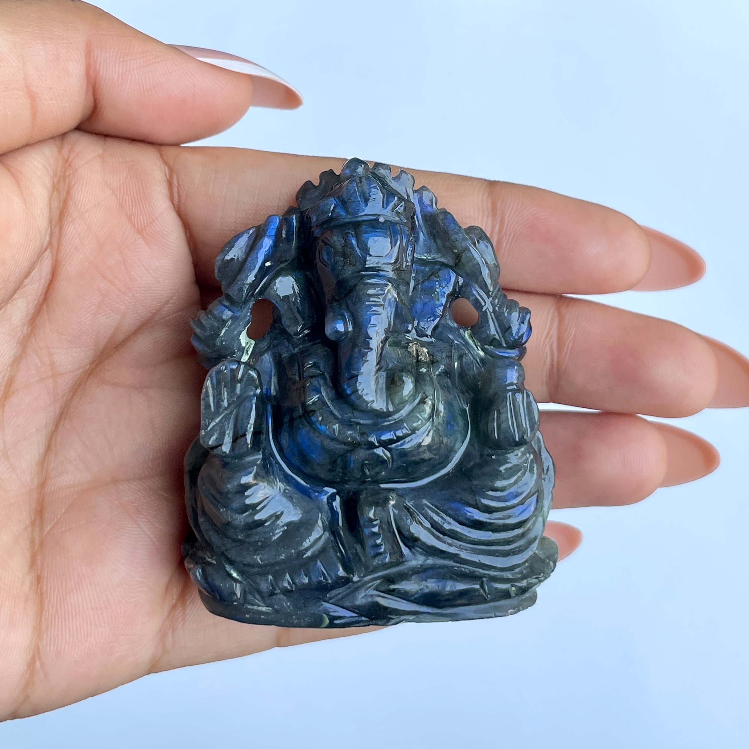 พระพิฆเนศลาบราโดไรต์ 510 กะรัต พระพิฆเนศ ความสูง 5.9 ซม.(LBD-MRT-4.)