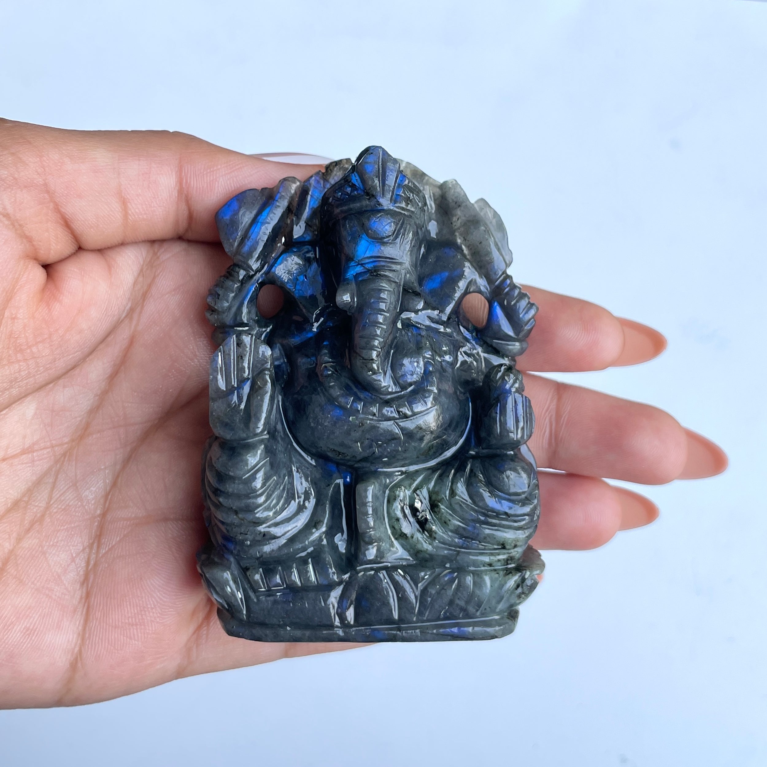 พระพิฆเนศลาบราโดไรต์ 820 กะรัต พระพิฆเนศสูง 7.8 ซม.(LBD-MRT-6.)