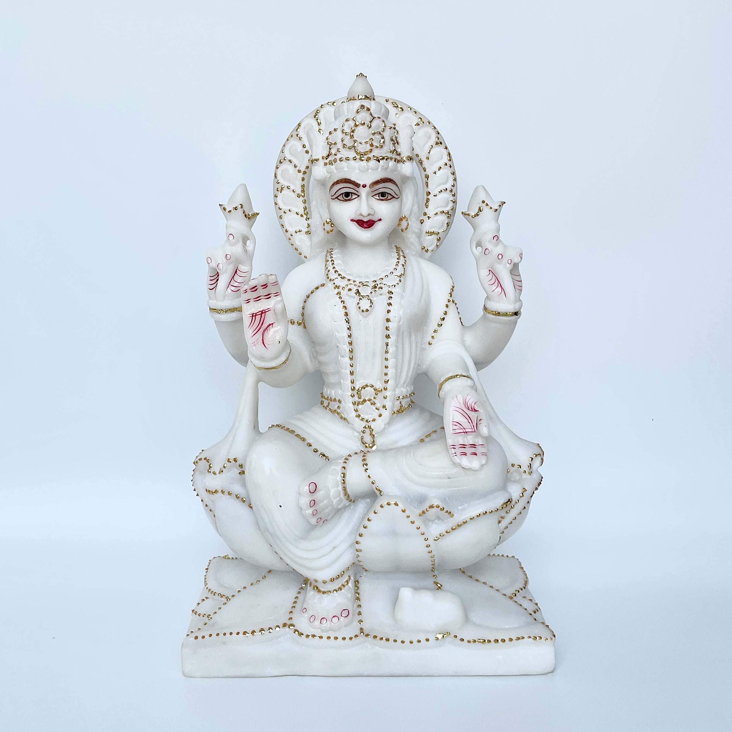 เทวรูปพระลักษมีหินอ่อน สูง 12 นิ้ว-(MRL-MRT-1.)