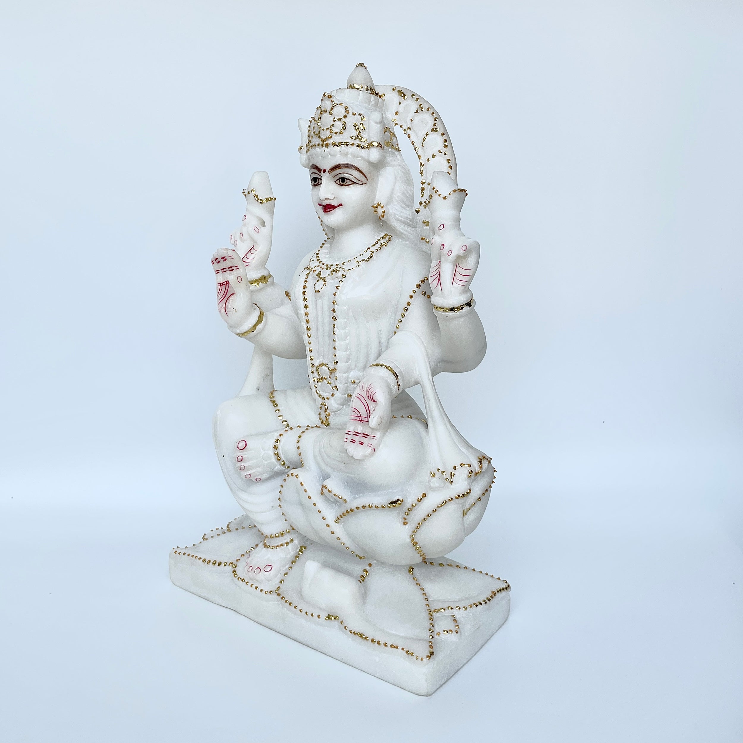 เทวรูปพระลักษมีหินอ่อน สูง 12 นิ้ว-(MRL-MRT-1.)