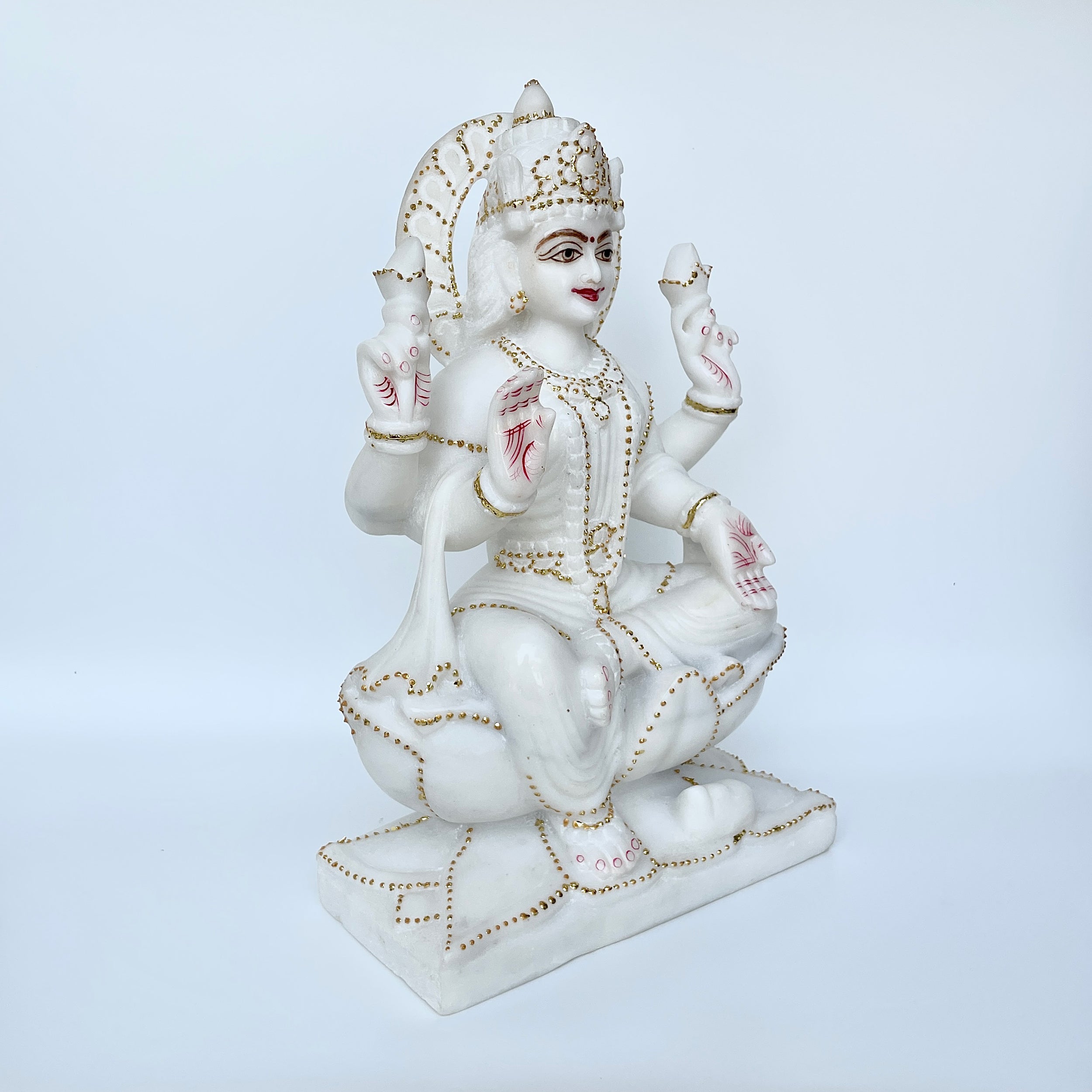 เทวรูปพระลักษมีหินอ่อน สูง 12 นิ้ว-(MRL-MRT-1.)