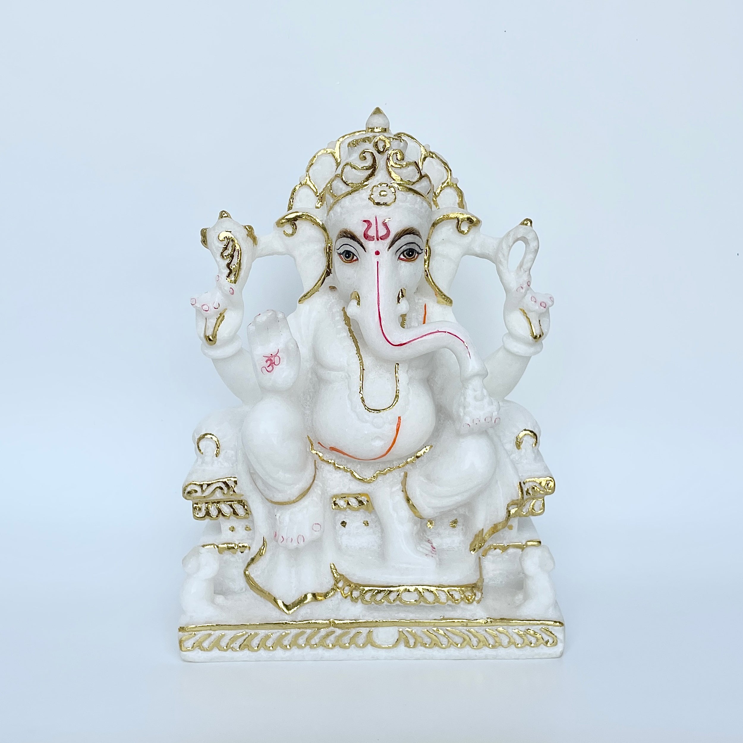 เทวรูปพระพิฆเนศหินอ่อน สูง 9 นิ้ว-(MRL-MRT-2.)