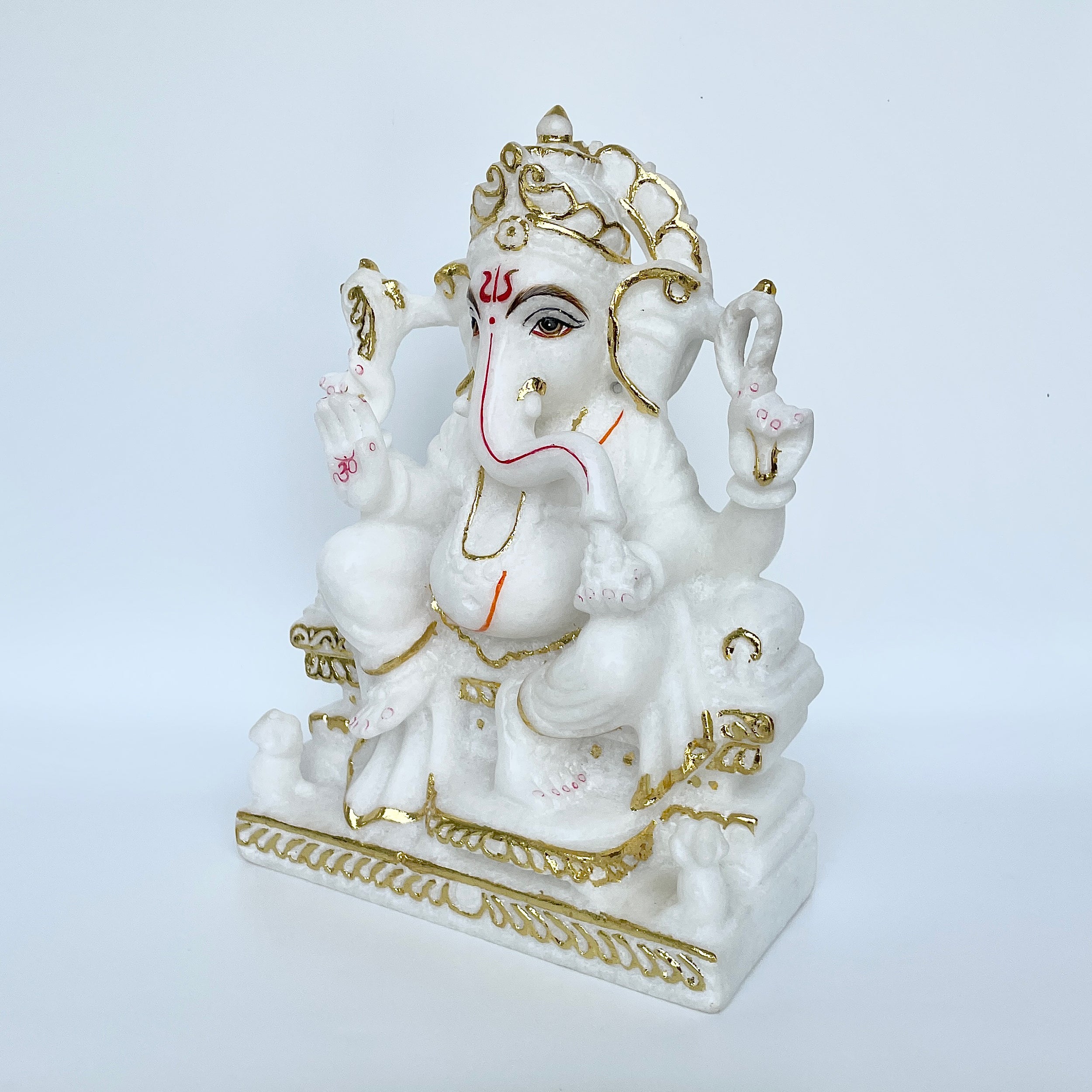 เทวรูปพระพิฆเนศหินอ่อน สูง 9 นิ้ว-(MRL-MRT-2.)