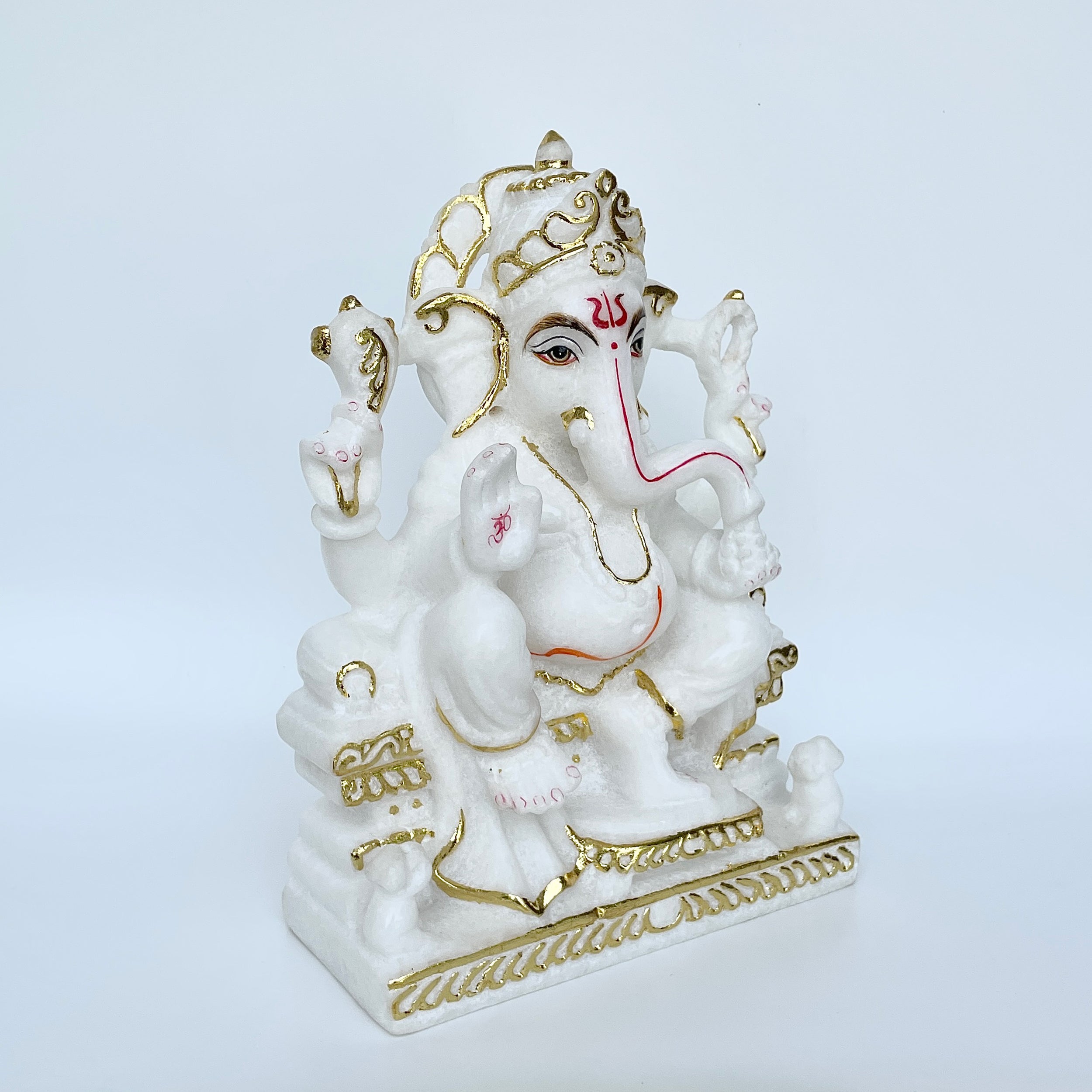 เทวรูปพระพิฆเนศหินอ่อน สูง 9 นิ้ว-(MRL-MRT-2.)