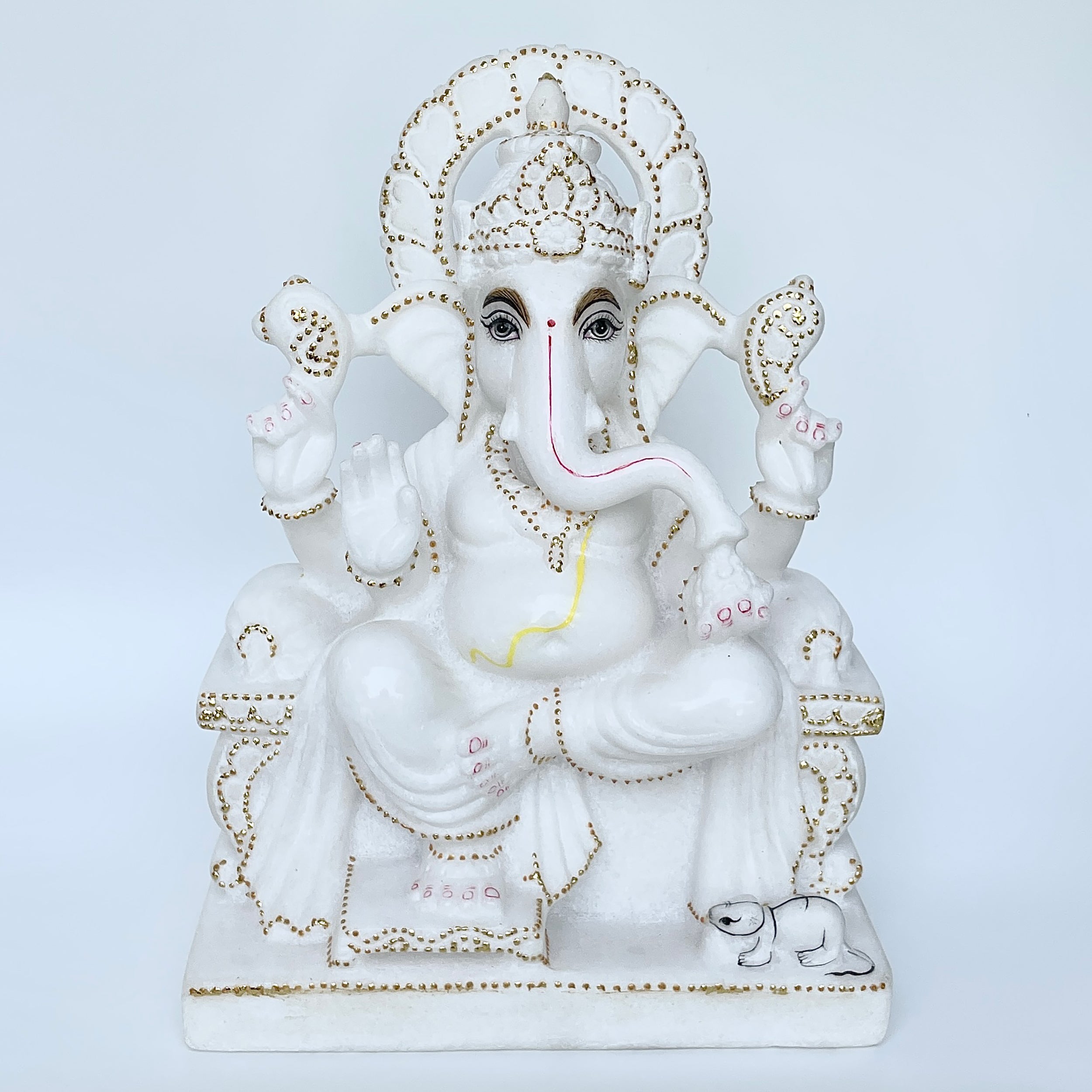 เทวรูปพระพิฆเนศหินอ่อน สูง 12 นิ้ว-(MRL-MRT-3.)