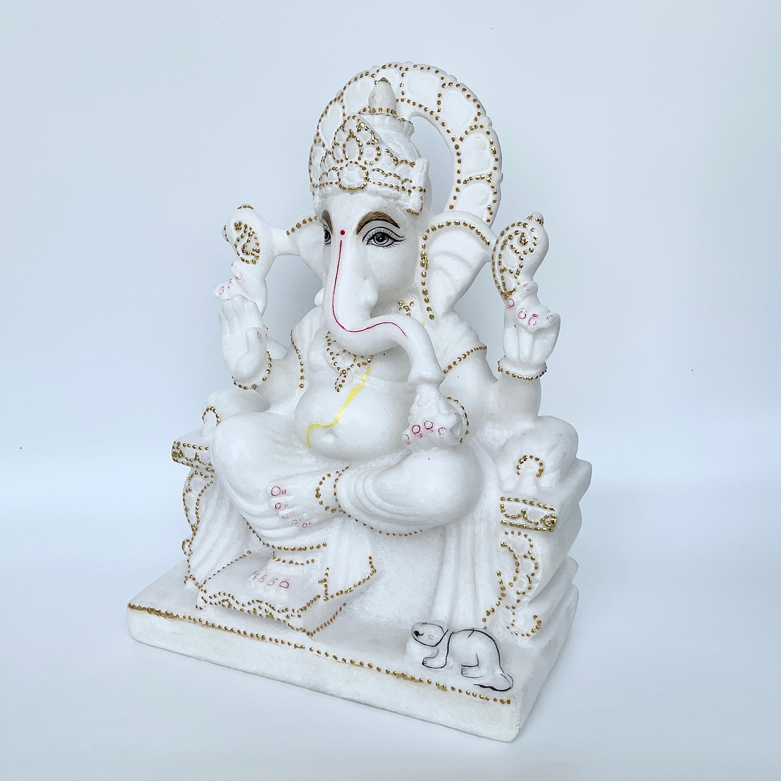 เทวรูปพระพิฆเนศหินอ่อน สูง 12 นิ้ว-(MRL-MRT-3.)