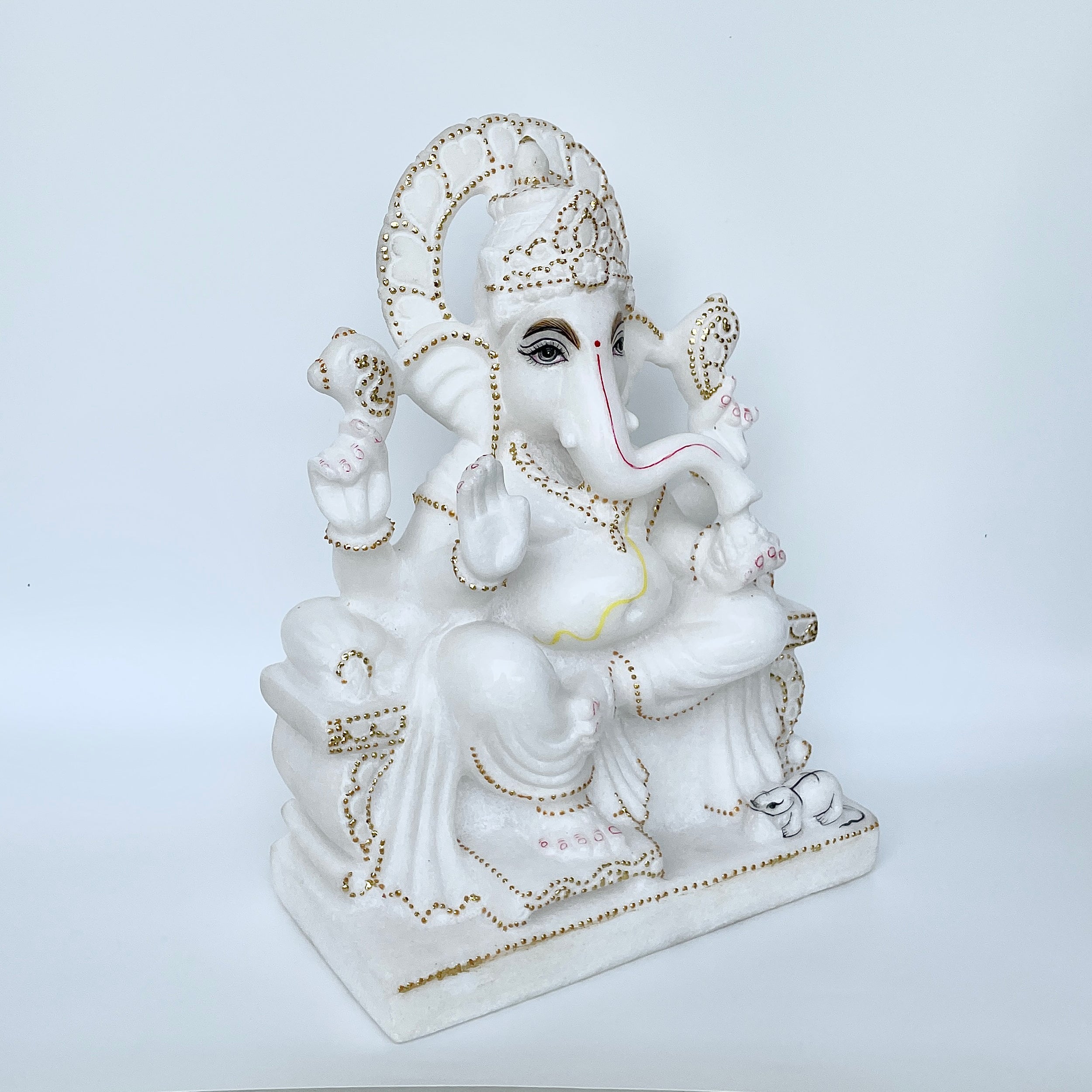 เทวรูปพระพิฆเนศหินอ่อน สูง 12 นิ้ว-(MRL-MRT-3.)