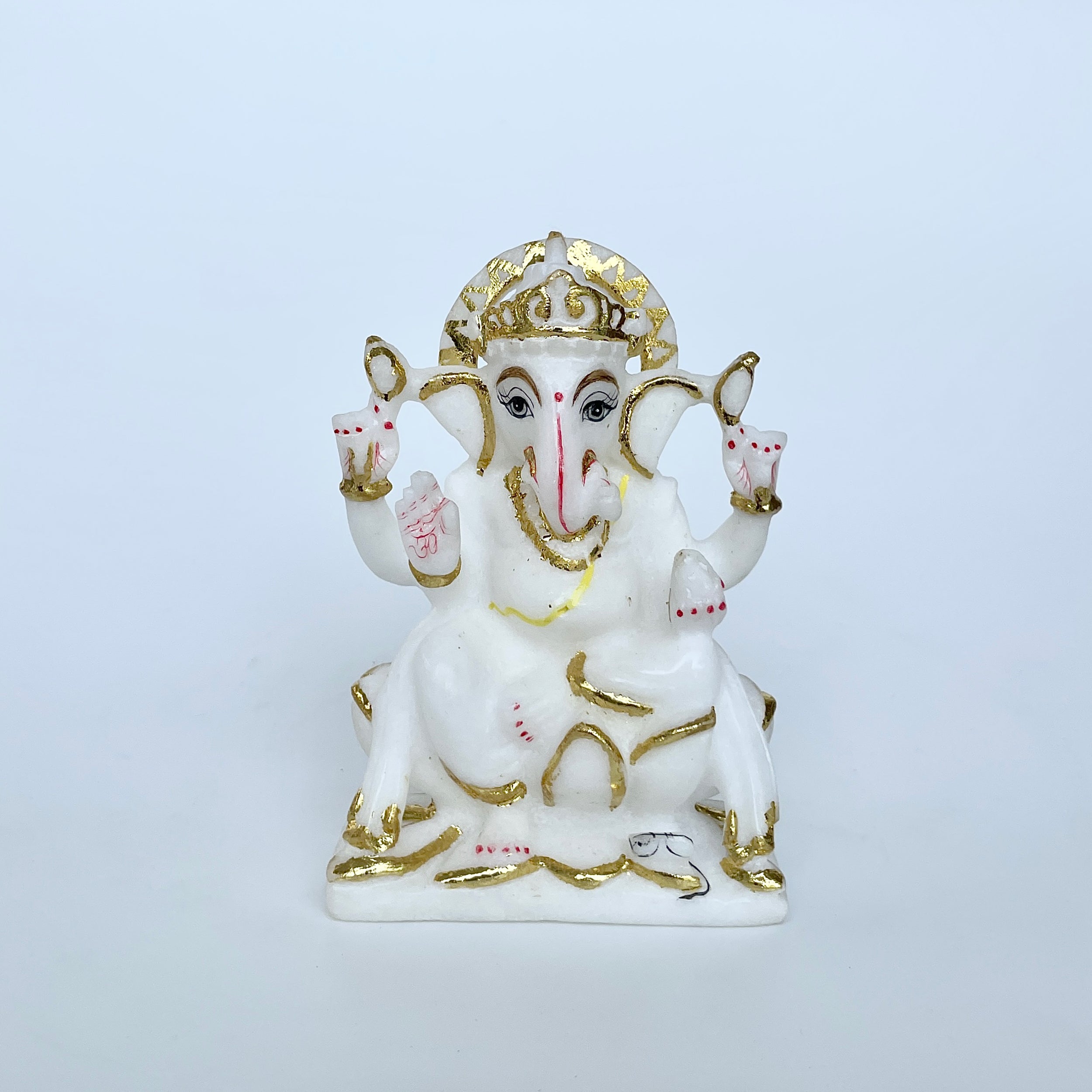 เทวรูปพระพิฆเนศหินอ่อน สูง 5 นิ้ว-(MRL-MRT-4.)