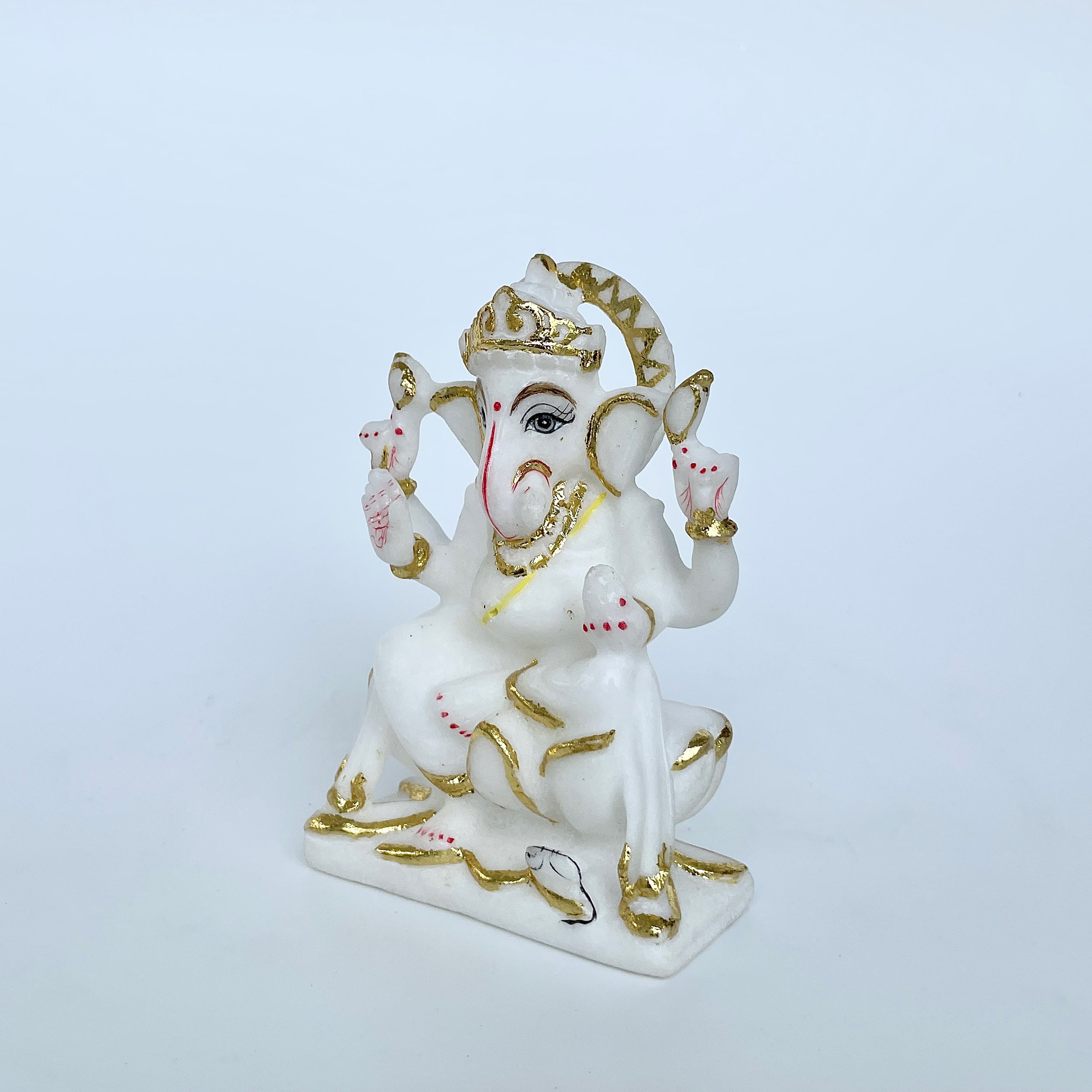 เทวรูปพระพิฆเนศหินอ่อน สูง 5 นิ้ว-(MRL-MRT-4.)