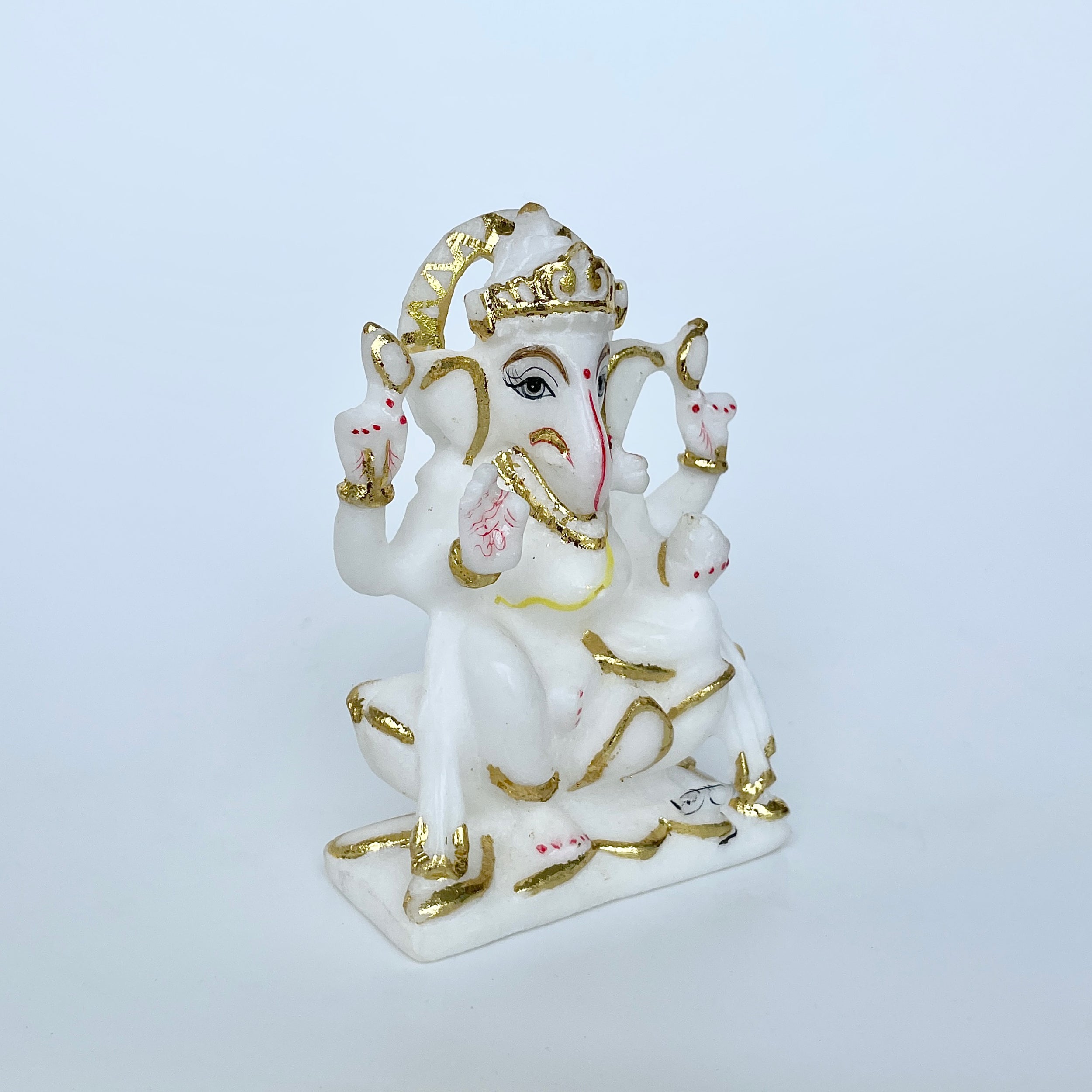 เทวรูปพระพิฆเนศหินอ่อน สูง 5 นิ้ว-(MRL-MRT-4.)