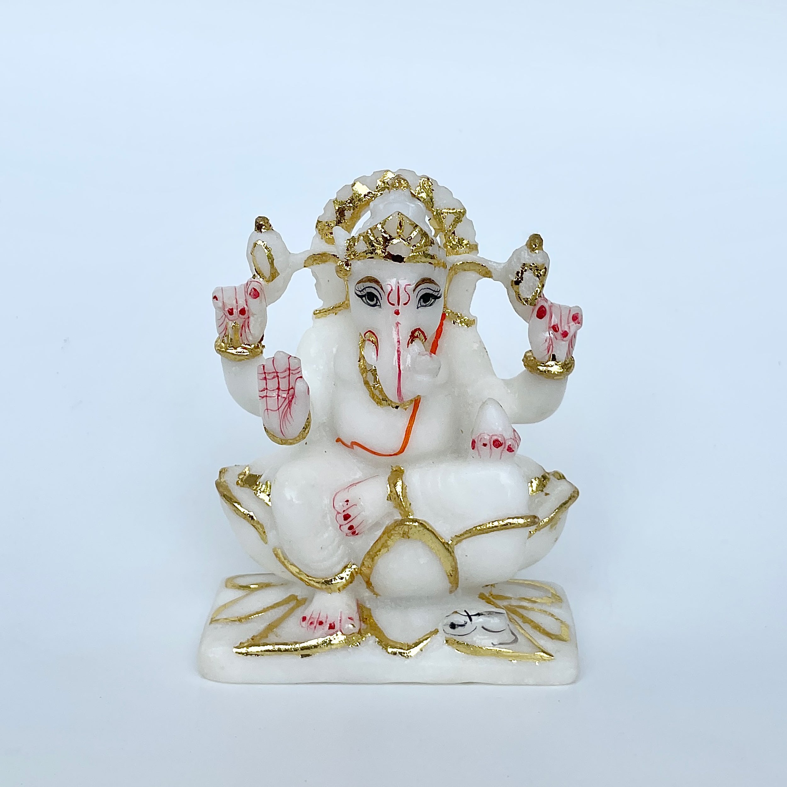 เทวรูปพระพิฆเนศหินอ่อน สูง 4 นิ้ว-(MRL-MRT-6.)