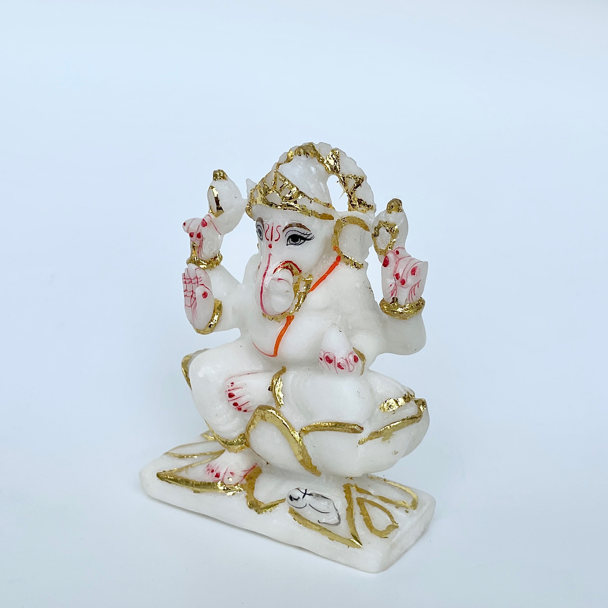 เทวรูปพระพิฆเนศหินอ่อน สูง 4 นิ้ว-(MRL-MRT-6.)