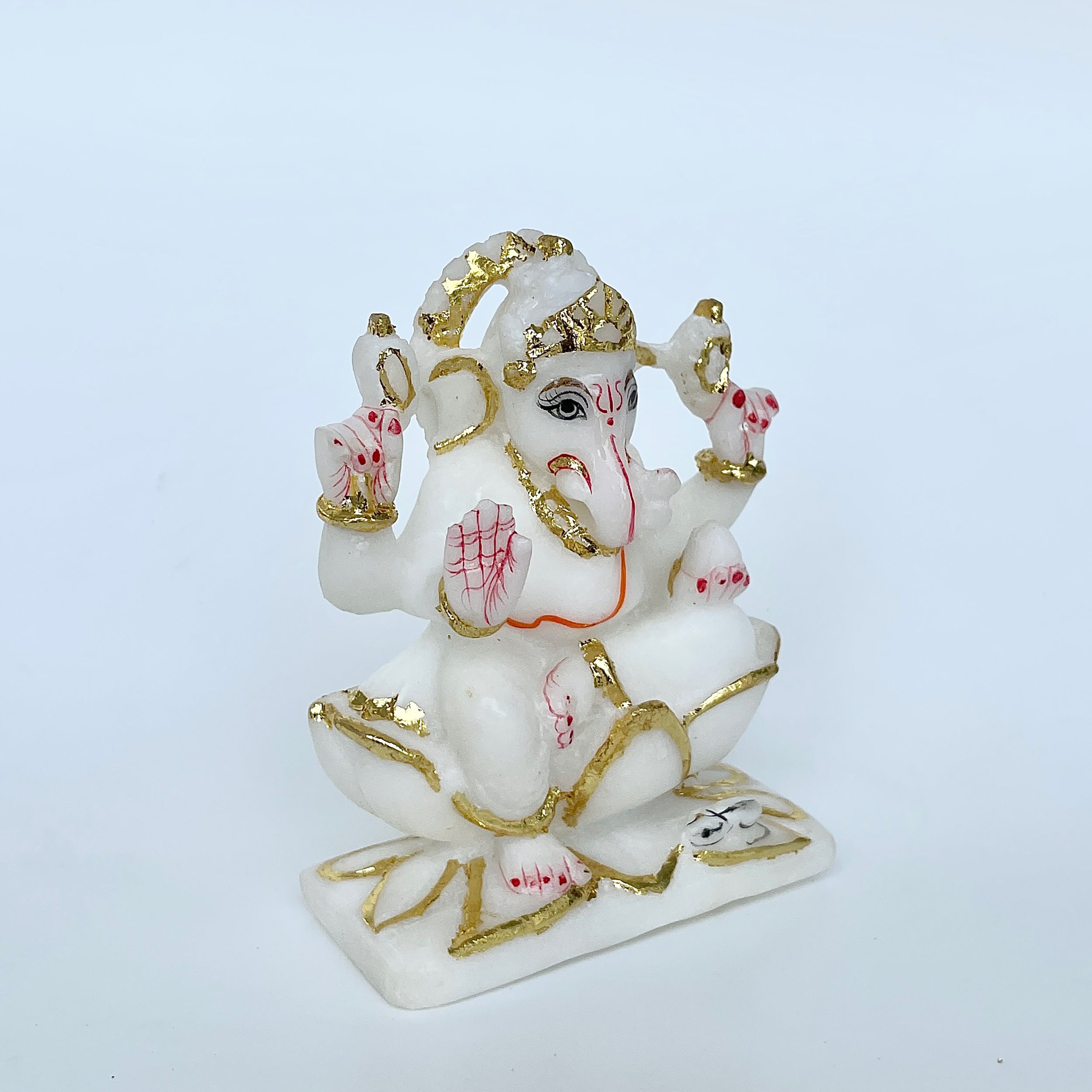 เทวรูปพระพิฆเนศหินอ่อน สูง 4 นิ้ว-(MRL-MRT-6.)