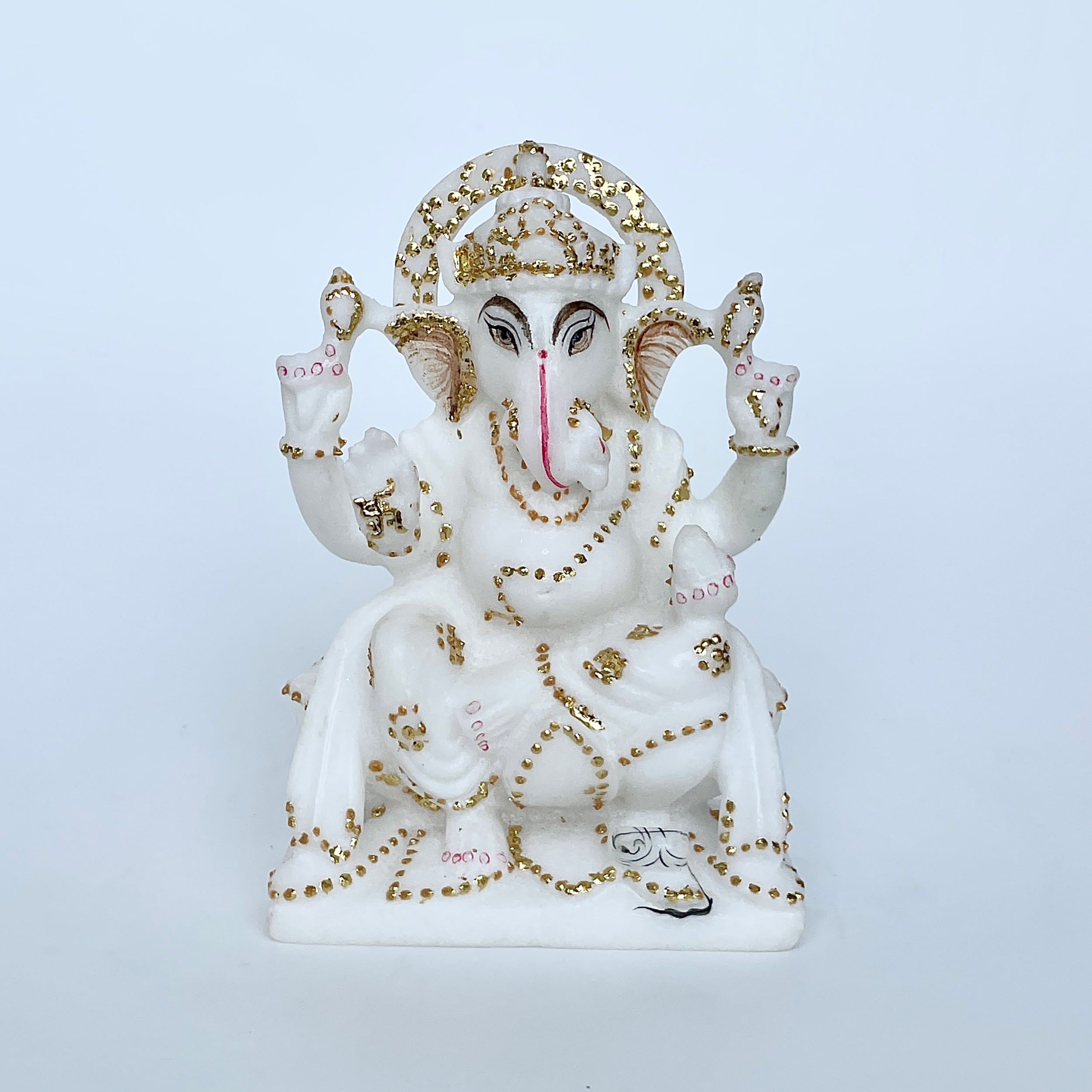 เทวรูปพระพิฆเนศหินอ่อน สูง 6 นิ้ว-(MRL-MRT-7.)