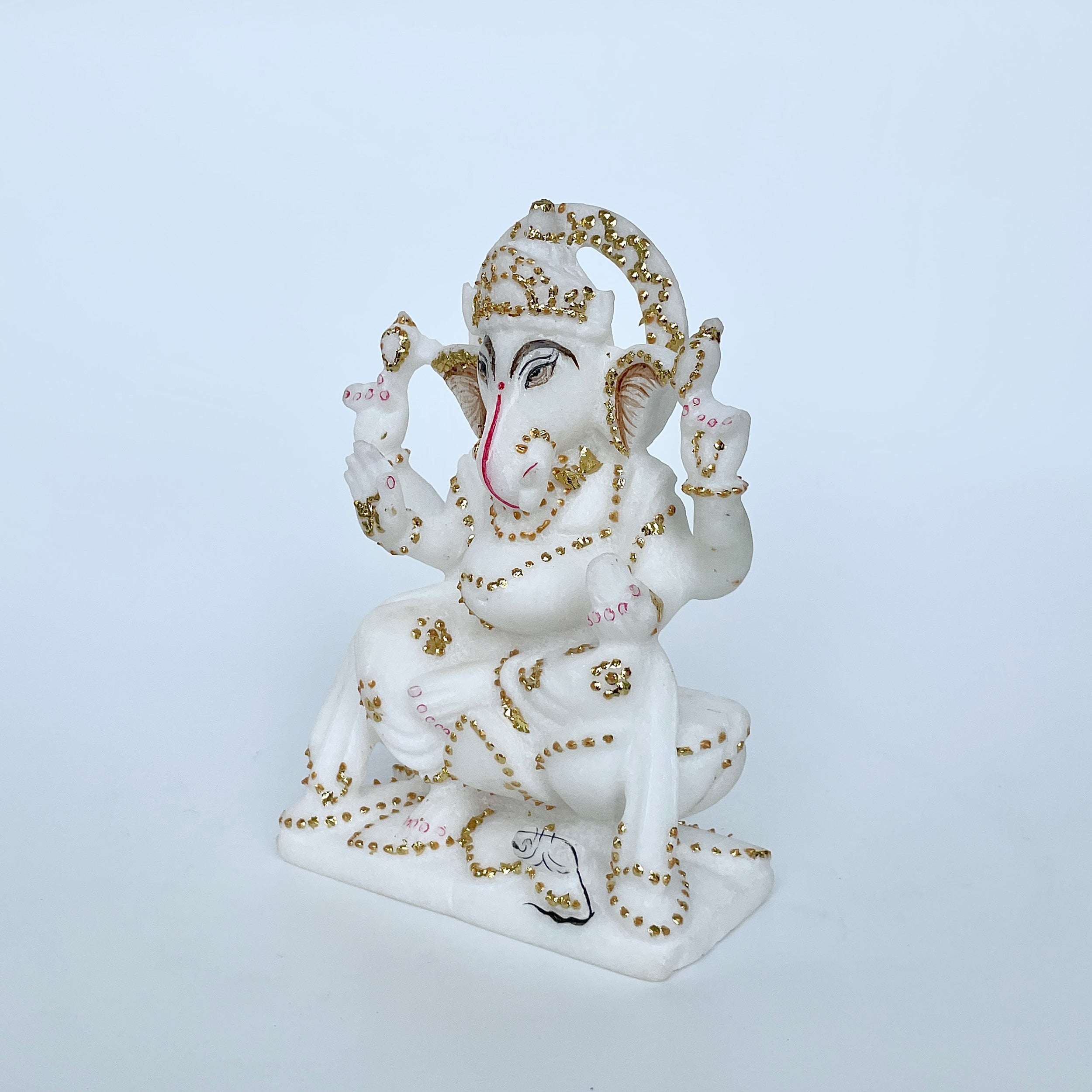 เทวรูปพระพิฆเนศหินอ่อน สูง 6 นิ้ว-(MRL-MRT-7.)