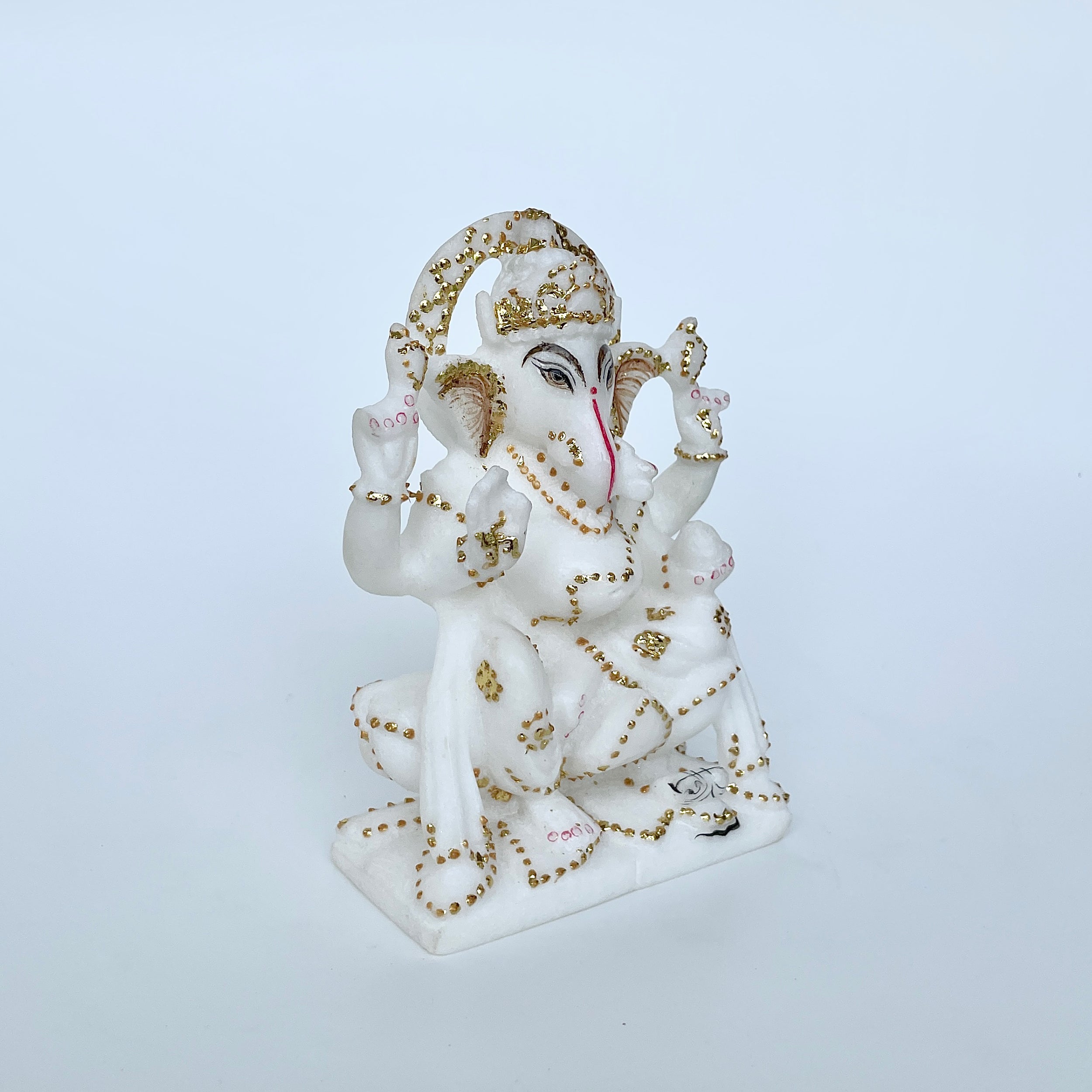 เทวรูปพระพิฆเนศหินอ่อน สูง 6 นิ้ว-(MRL-MRT-7.)