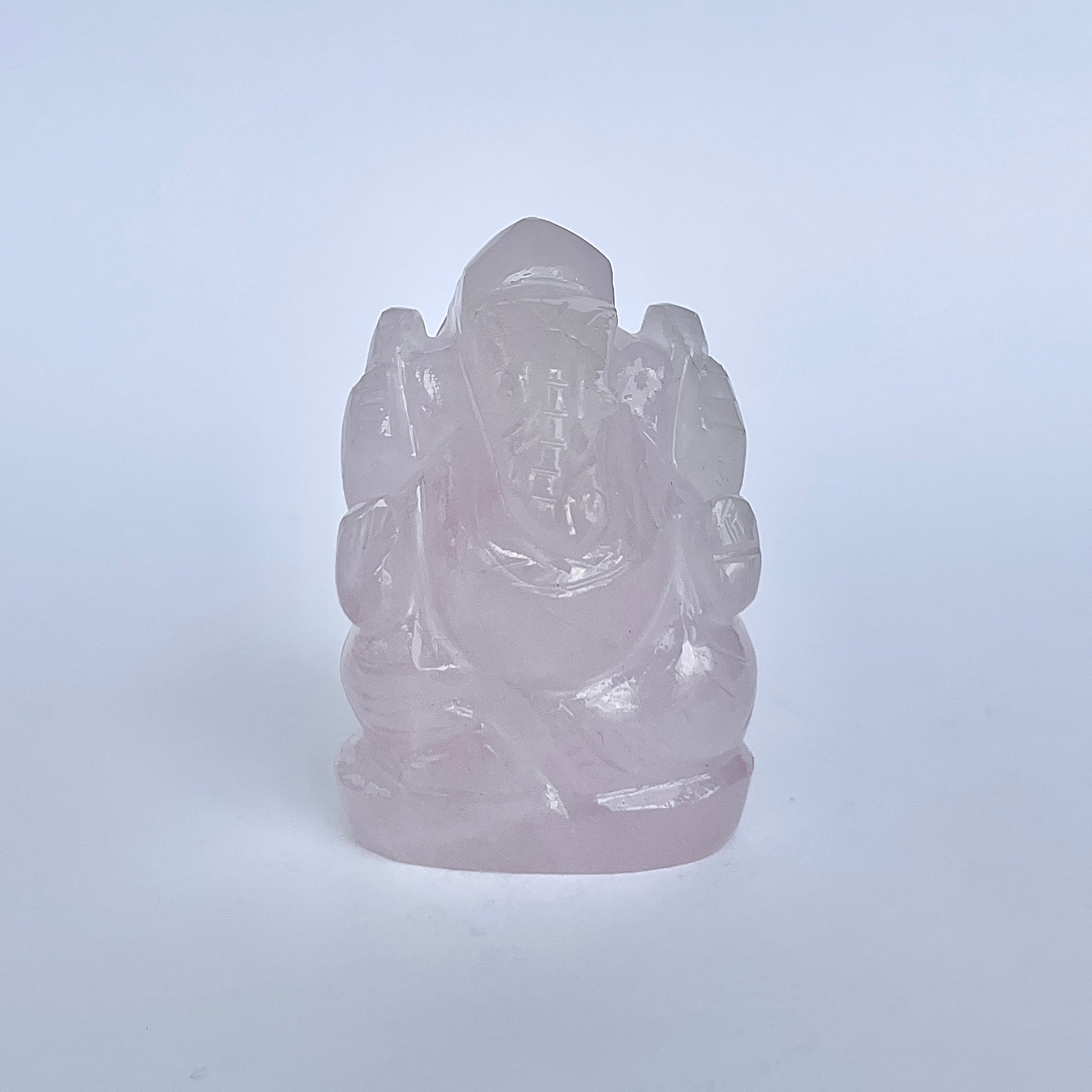 รูปเคารพพระพิฆเนศหินโรสควอตซ์ 370 กะรัต สูง 5.1 ซม.(RSQ-MRT-1.)