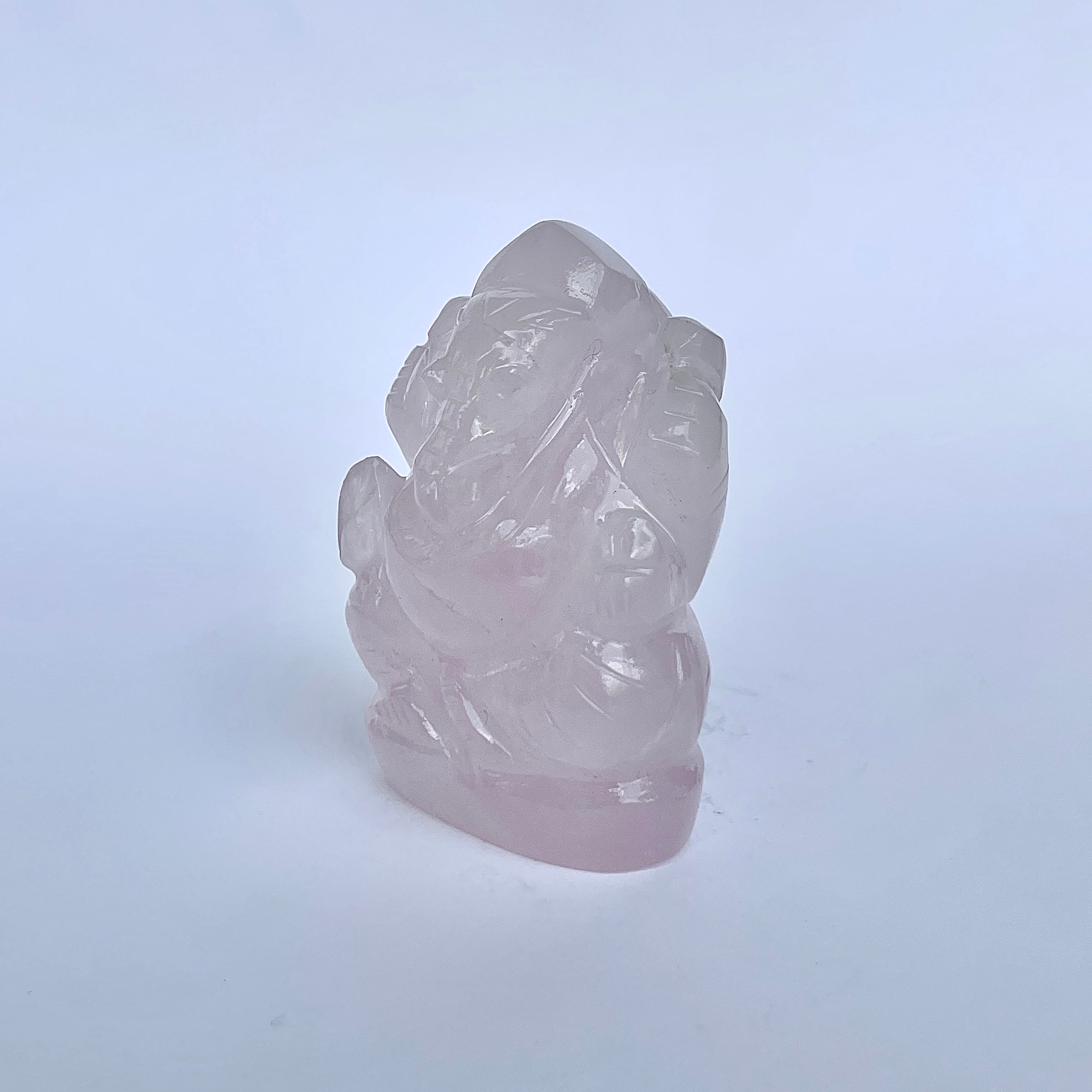 รูปเคารพพระพิฆเนศหินโรสควอตซ์ 370 กะรัต สูง 5.1 ซม.(RSQ-MRT-1.)