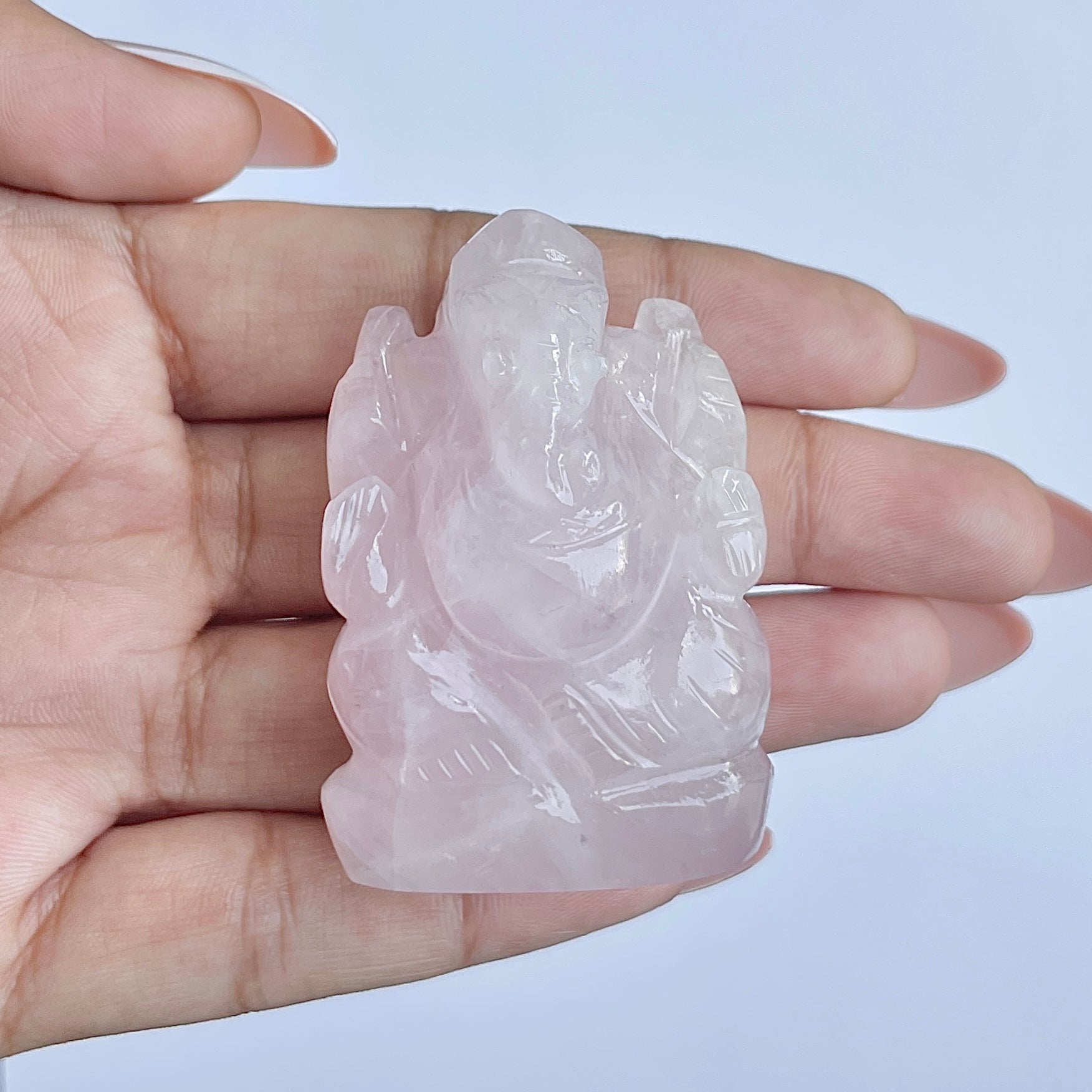 รูปเคารพพระพิฆเนศหินโรสควอตซ์ 370 กะรัต สูง 5.1 ซม.(RSQ-MRT-1.)