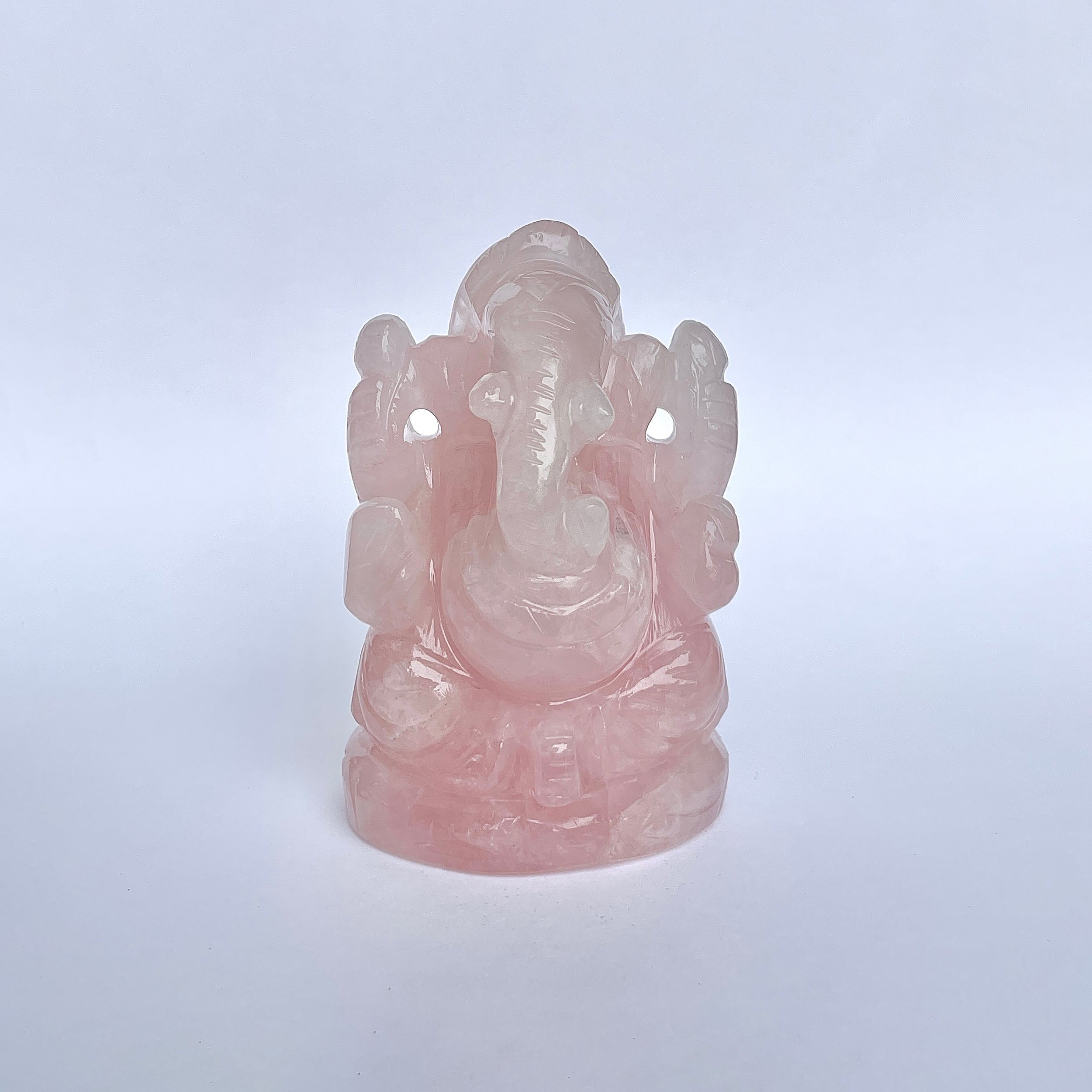 รูปเคารพพระพิฆเนศหินโรสควอตซ์ น้ำหนัก 2240 กะรัต สูง 9.3 ซม.(RSQ-MRT-10.)