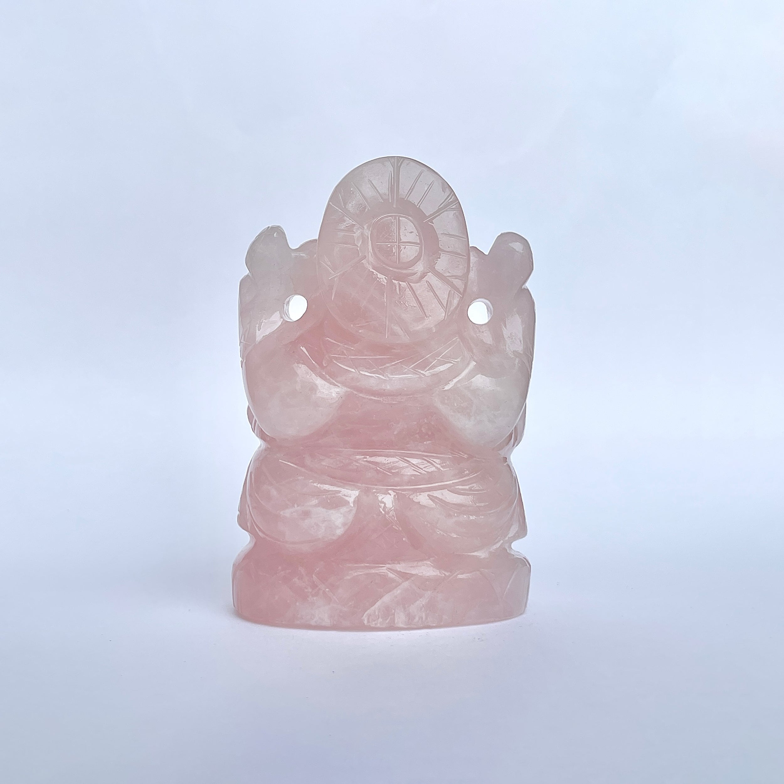 รูปเคารพพระพิฆเนศหินโรสควอตซ์ น้ำหนัก 2240 กะรัต สูง 9.3 ซม.(RSQ-MRT-10.)