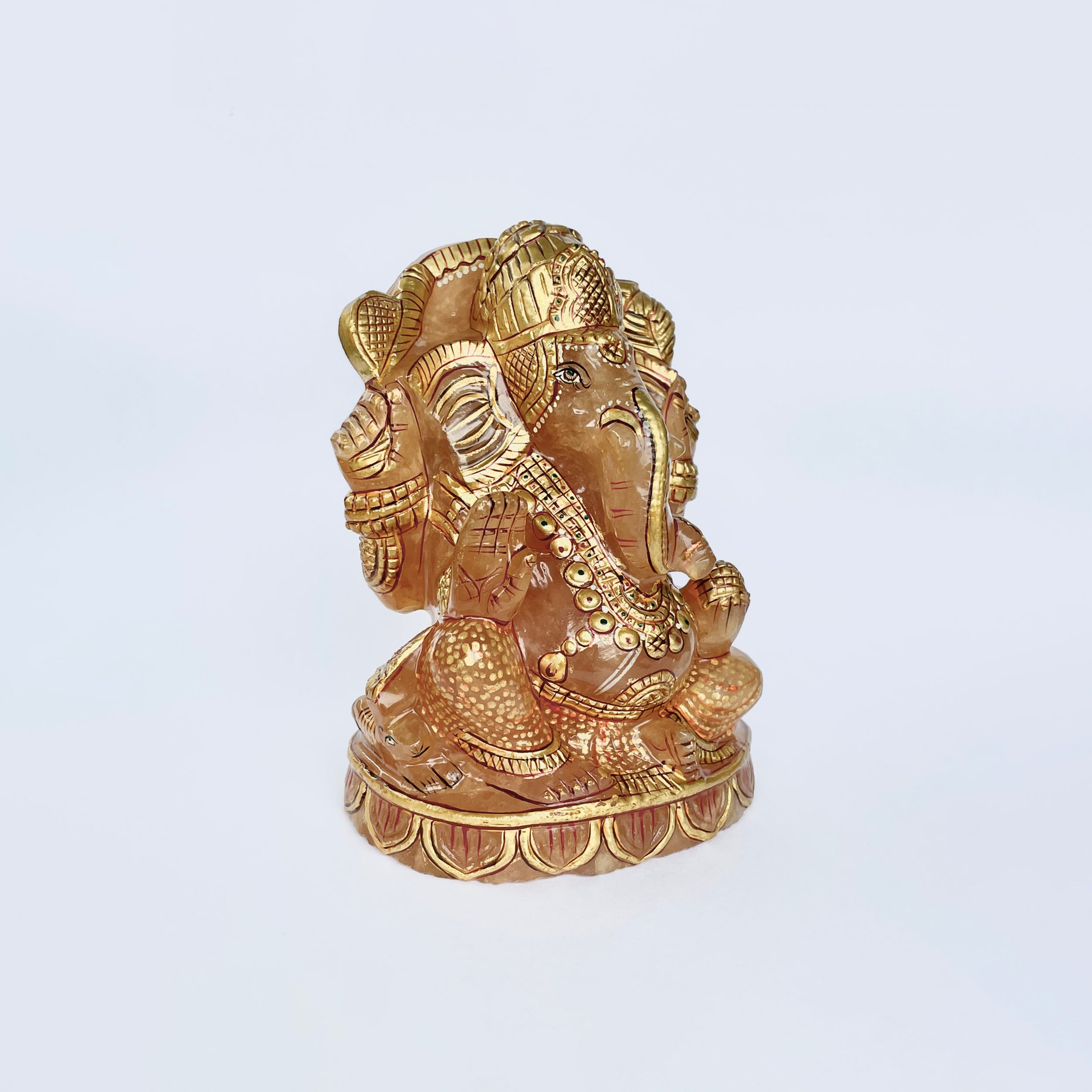 รูปเคารพพระพิฆเนศหินโรสควอตซ์ 3530 กะรัต สูง11ซม.(RSQ-MRT-15.)