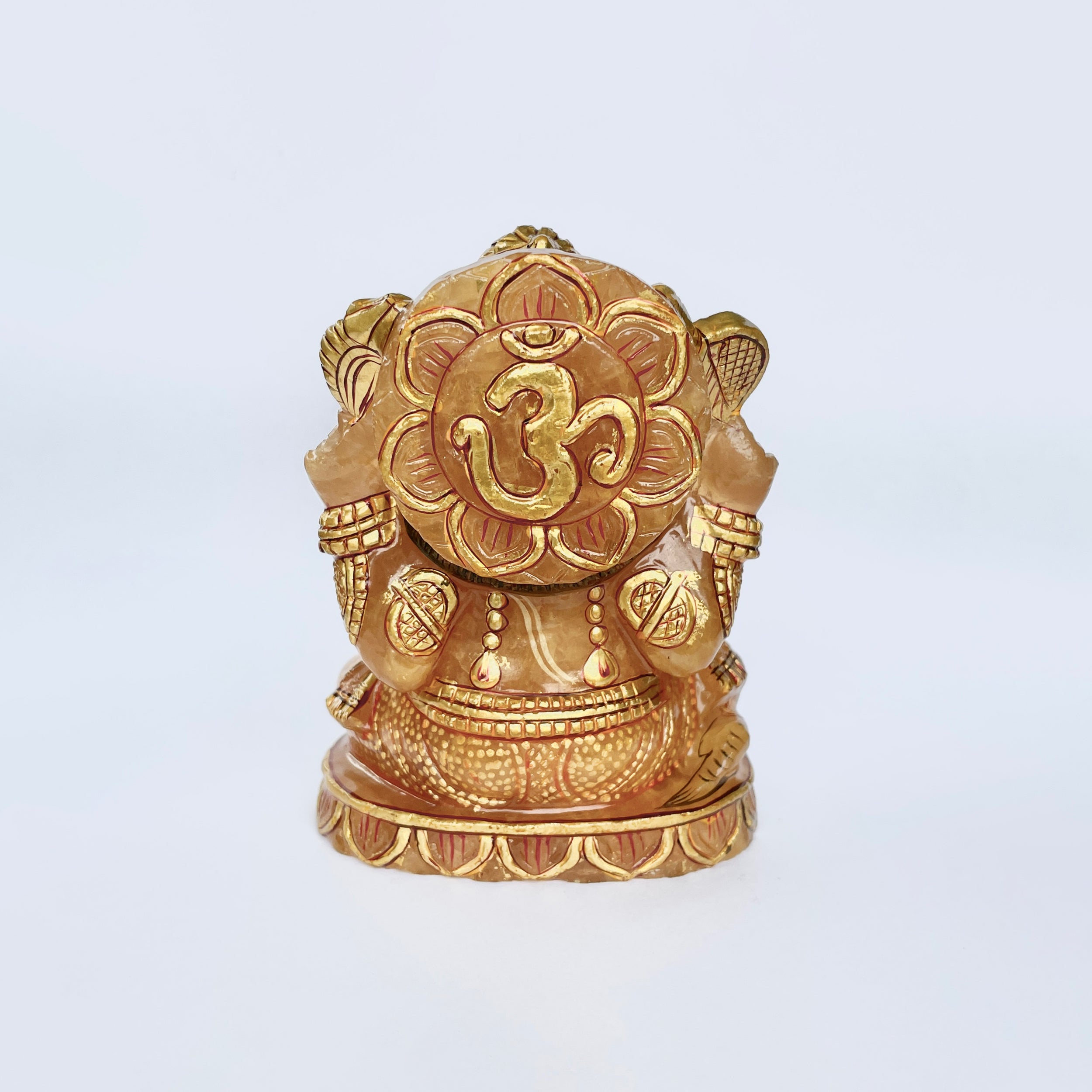 รูปเคารพพระพิฆเนศหินโรสควอตซ์ 3530 กะรัต สูง11ซม.(RSQ-MRT-15.)