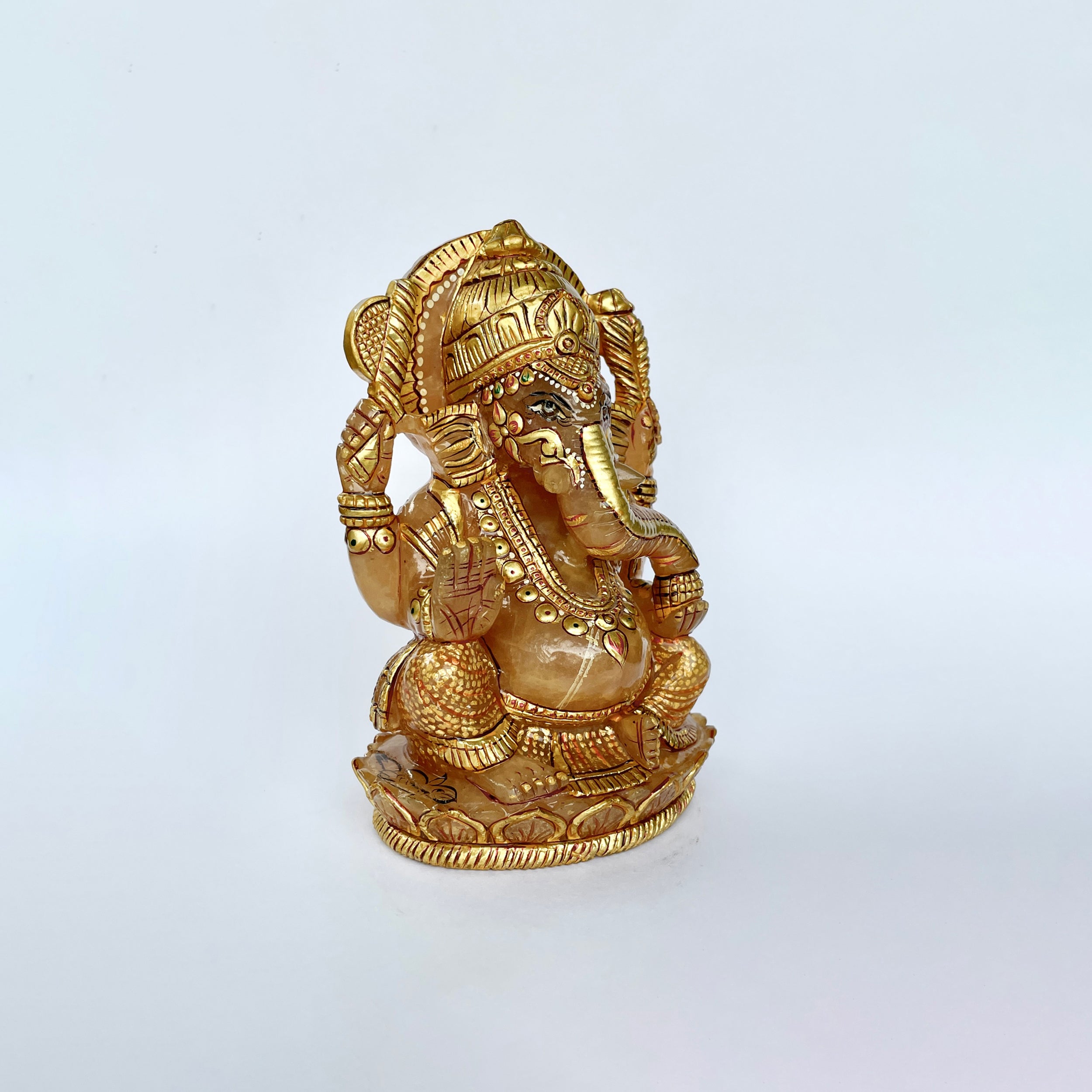 รูปเคารพพระพิฆเนศหินโรสควอตซ์ น้ำหนัก 3493 กะรัต สูง 13.5 ซม.(RSQ-MRT-16.)