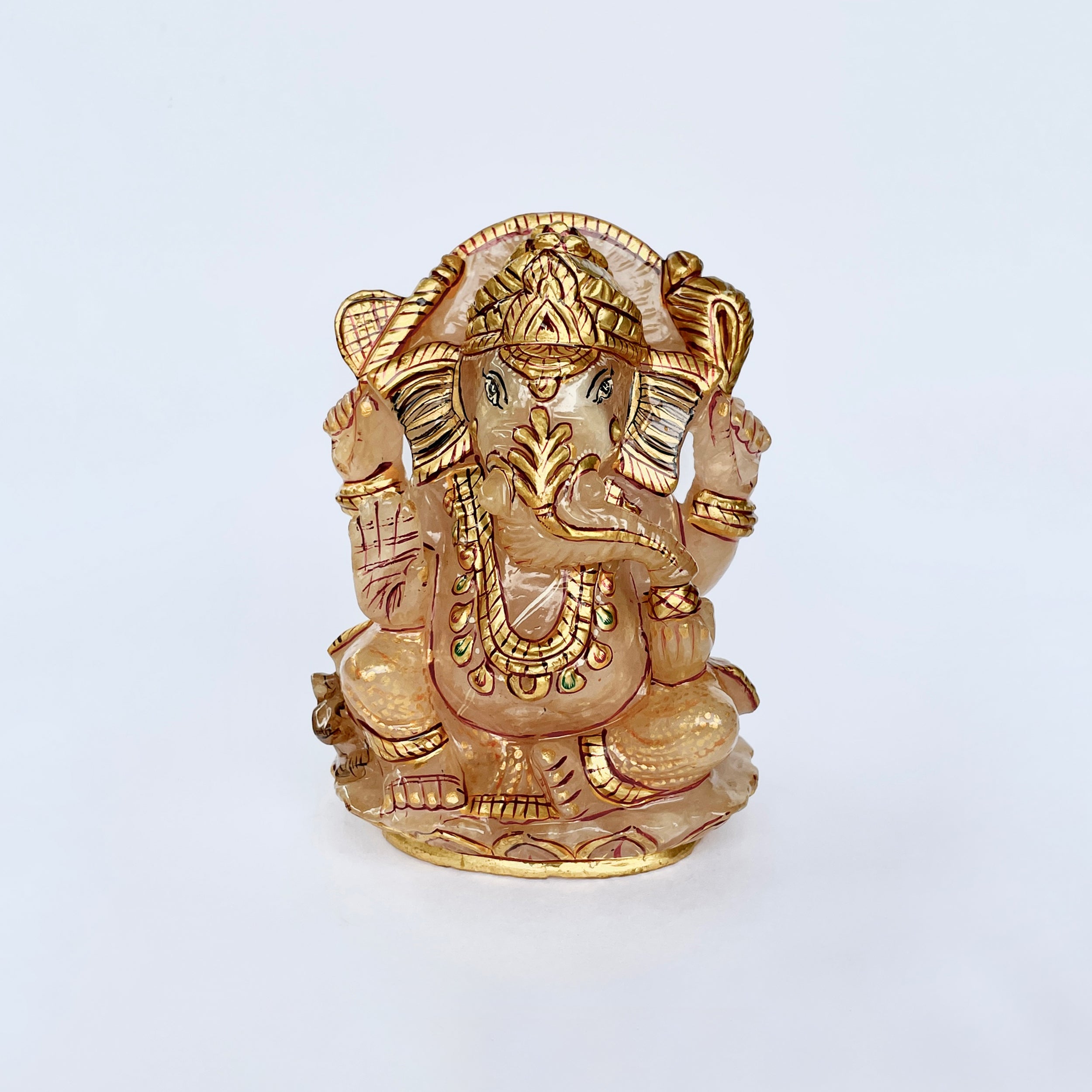 รูปเคารพพระพิฆเนศหินโรสควอตซ์ 3000 กะรัต สูง10.5ซม.(RSQ-MRT-17.)