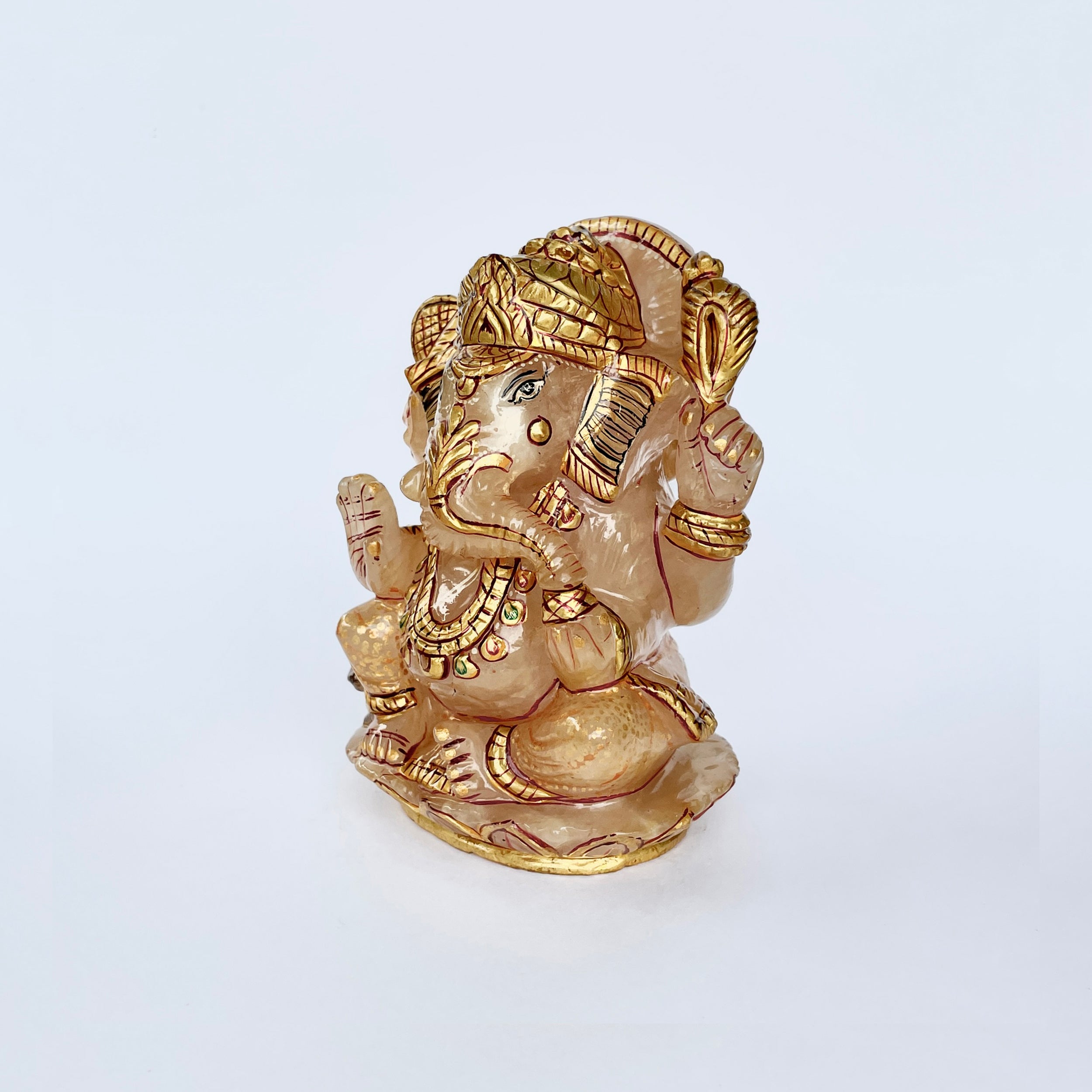 รูปเคารพพระพิฆเนศหินโรสควอตซ์ 3000 กะรัต สูง10.5ซม.(RSQ-MRT-17.)