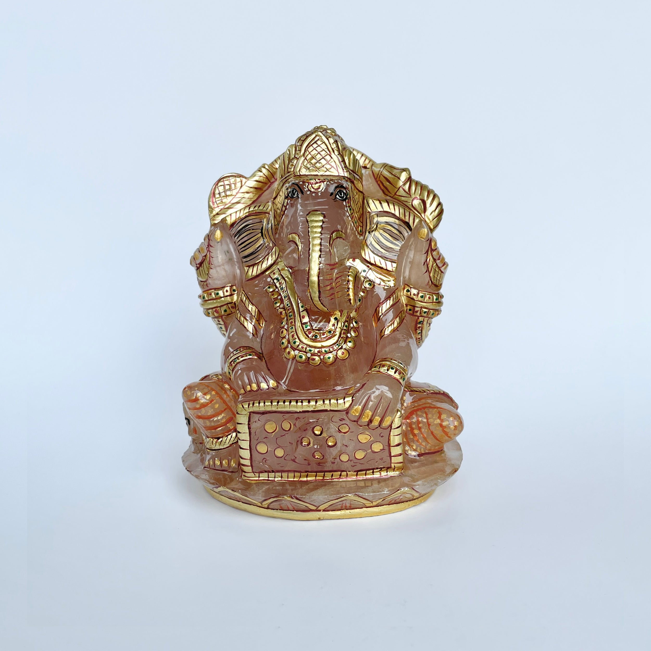 รูปเคารพพระพิฆเนศหินโรสควอตซ์ น้ำหนัก 5460 กะรัต ความสูง :-12.1 ซม.-(RSQ-MRT-19.)