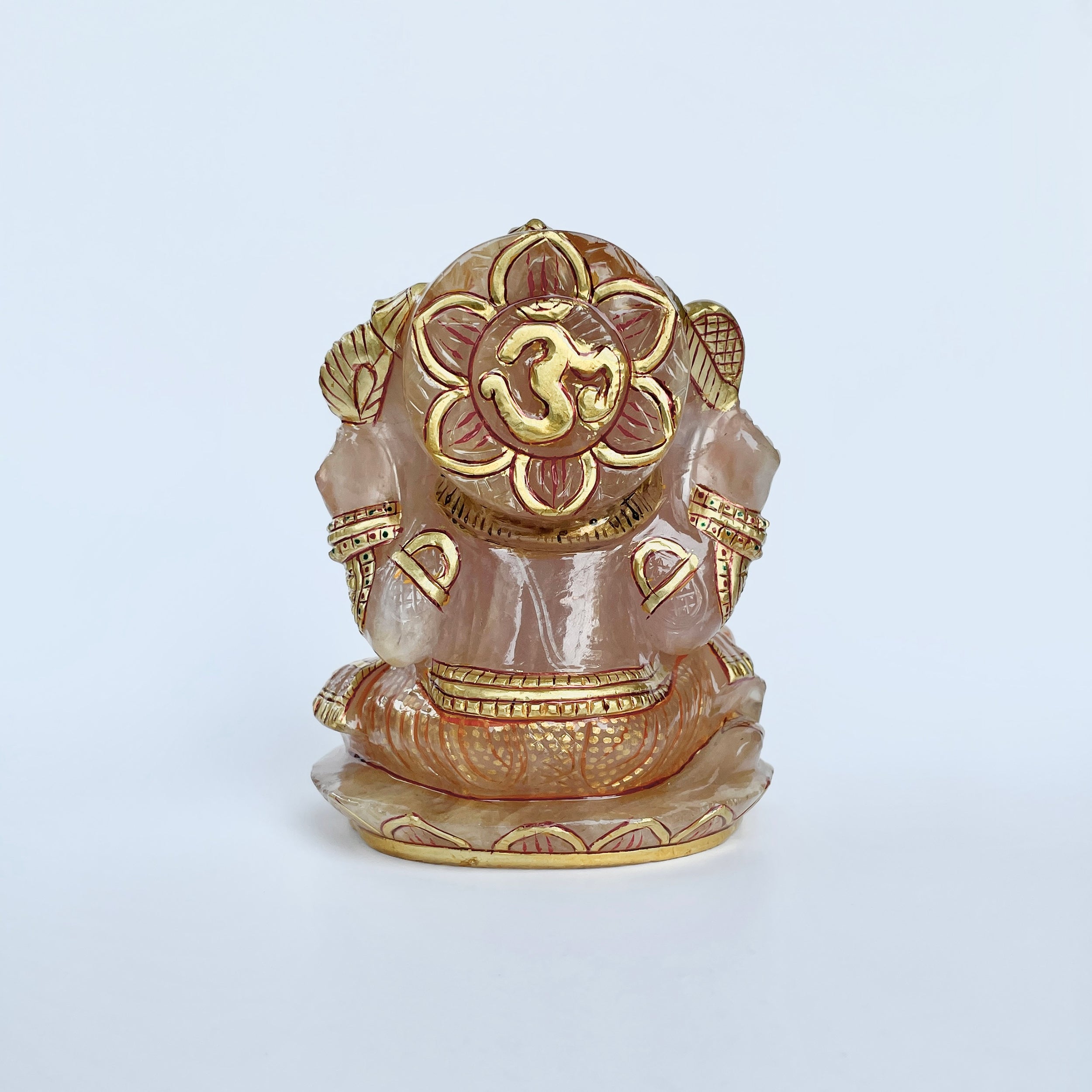 รูปเคารพพระพิฆเนศหินโรสควอตซ์ น้ำหนัก 5460 กะรัต ความสูง :-12.1 ซม.-(RSQ-MRT-19.)