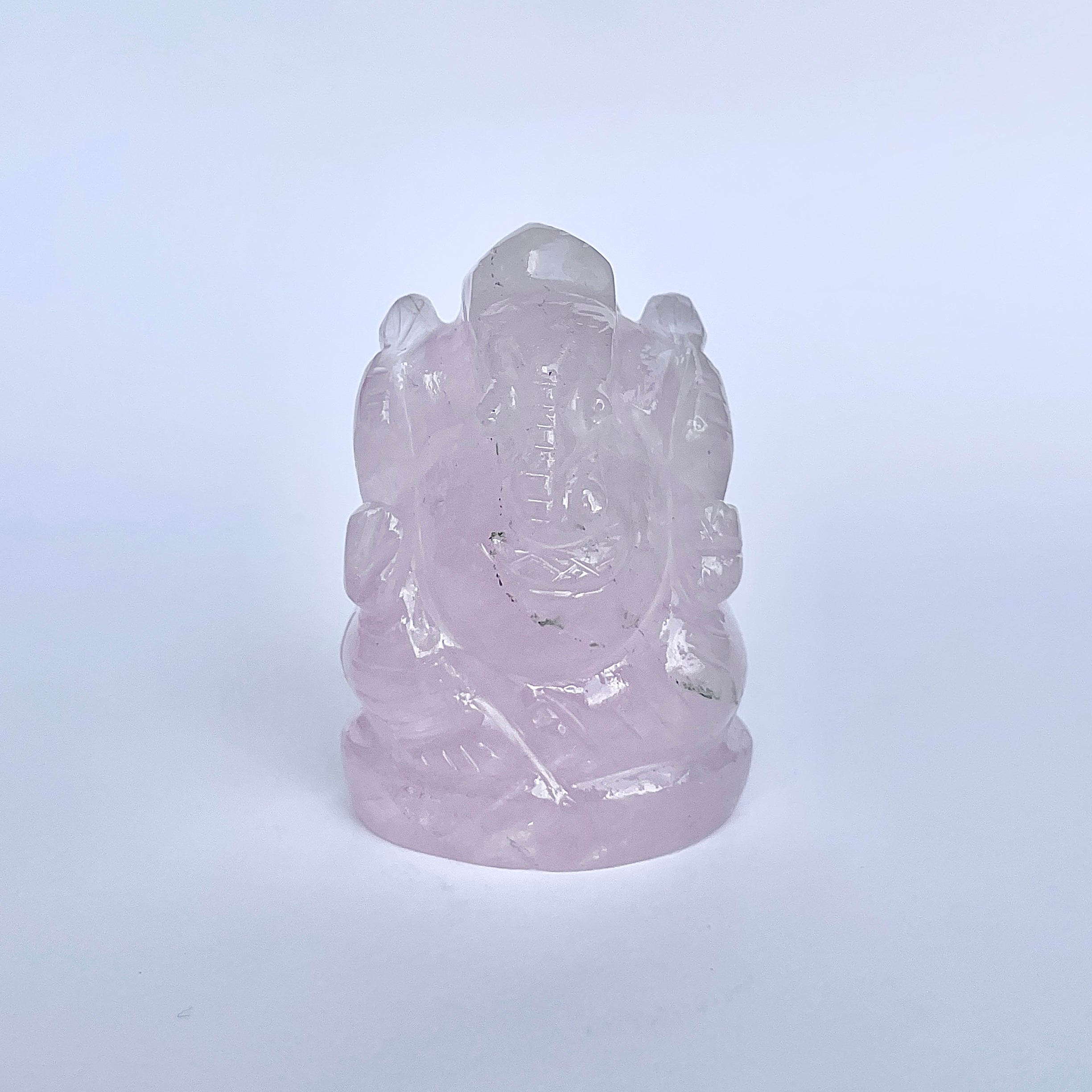 รูปเคารพพระพิฆเนศหินโรสควอตซ์ น้ำหนัก 445 กะรัต สูง 5.5 ซม.(RSQ-MRT-2.)