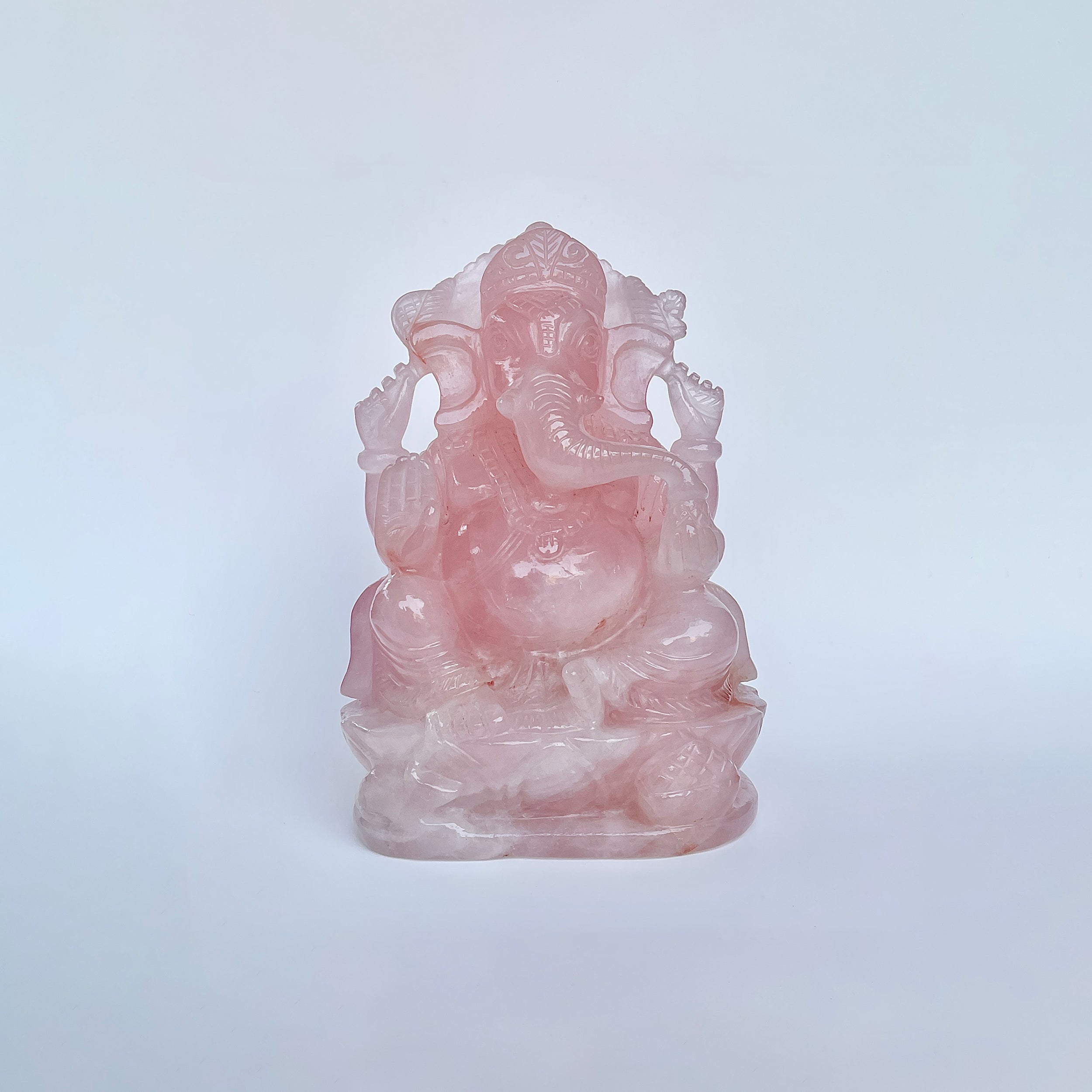 รูปเคารพพระพิฆเนศหินโรสควอตซ์ 10610 กะรัต ความสูง :-17.7 CM-(RSQ-MRT-20.)
