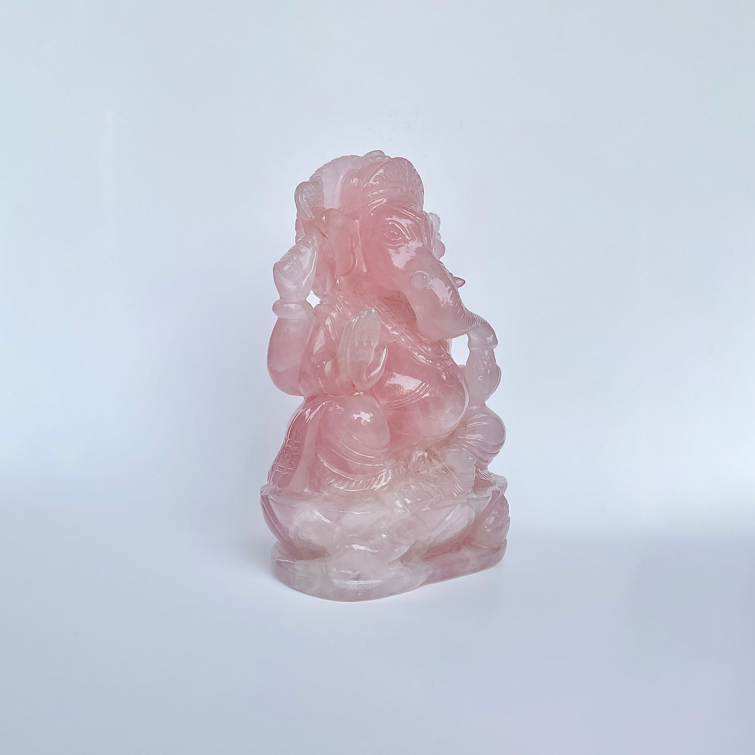 รูปเคารพพระพิฆเนศหินโรสควอตซ์ 10610 กะรัต ความสูง :-17.7 CM-(RSQ-MRT-20.)
