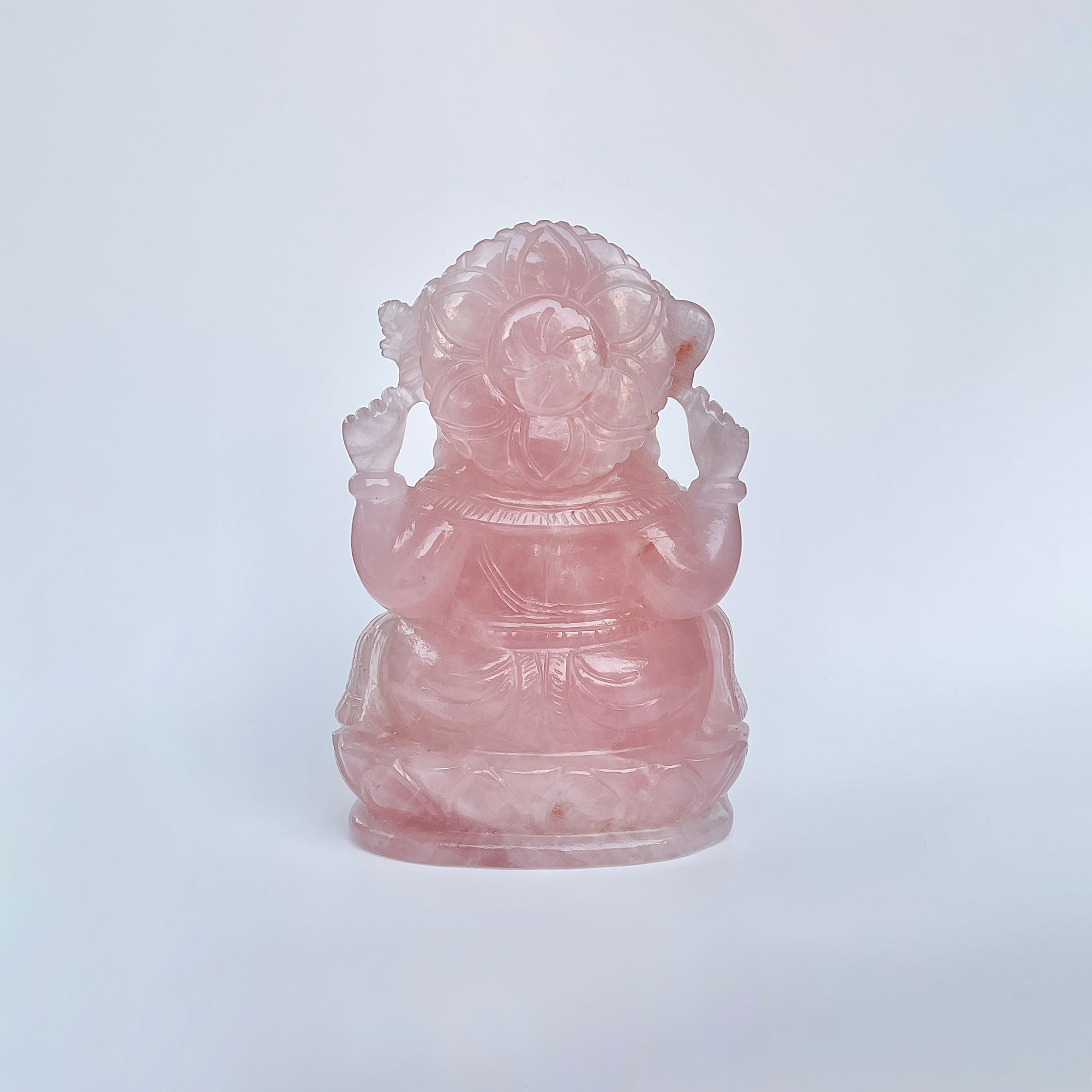 รูปเคารพพระพิฆเนศหินโรสควอตซ์ 10610 กะรัต ความสูง :-17.7 CM-(RSQ-MRT-20.)