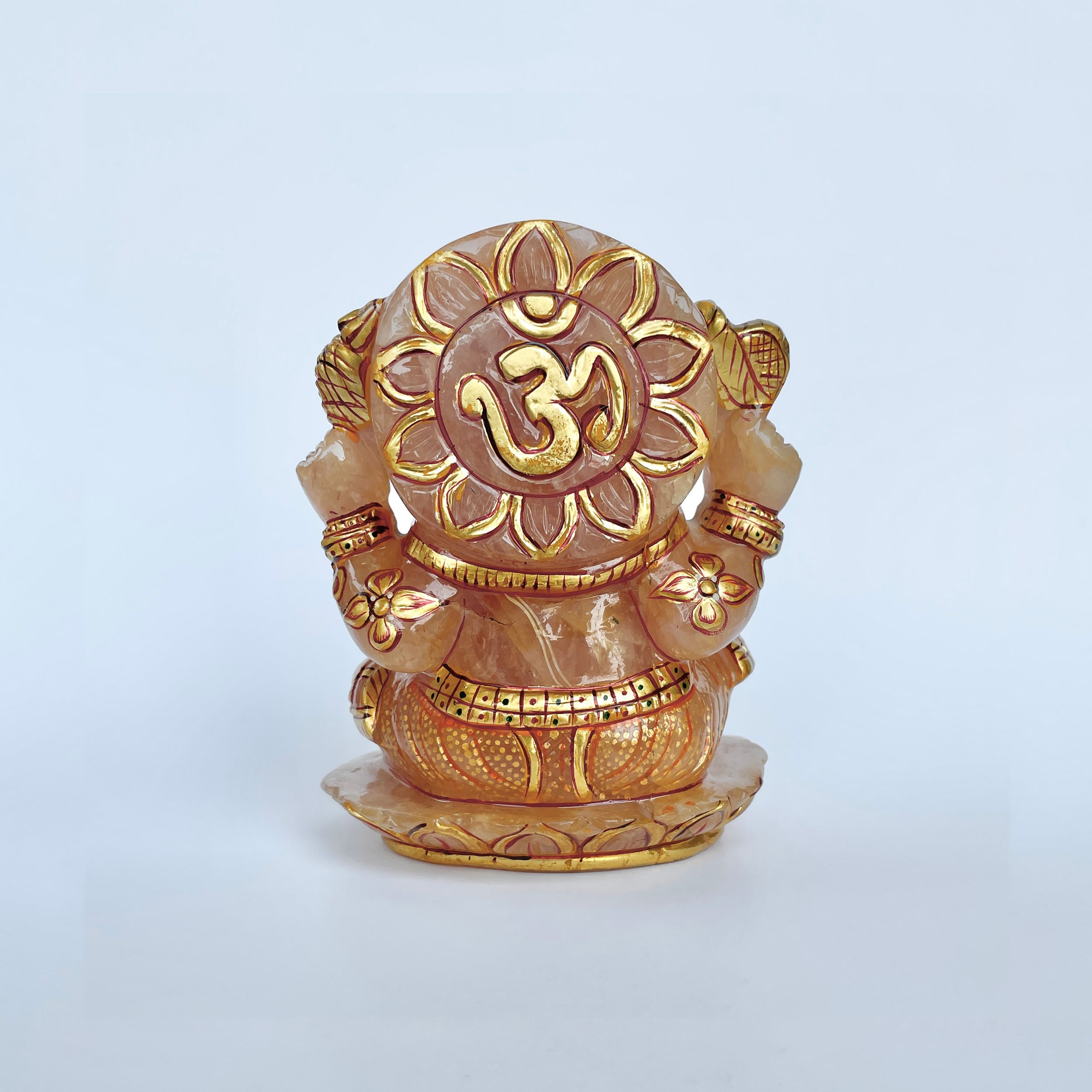 รูปเคารพพระพิฆเนศหินโรสควอตซ์ น้ำหนัก 4725 กะรัต ความสูง :-12.7 ซม.-(RSQ-MRT-21.)