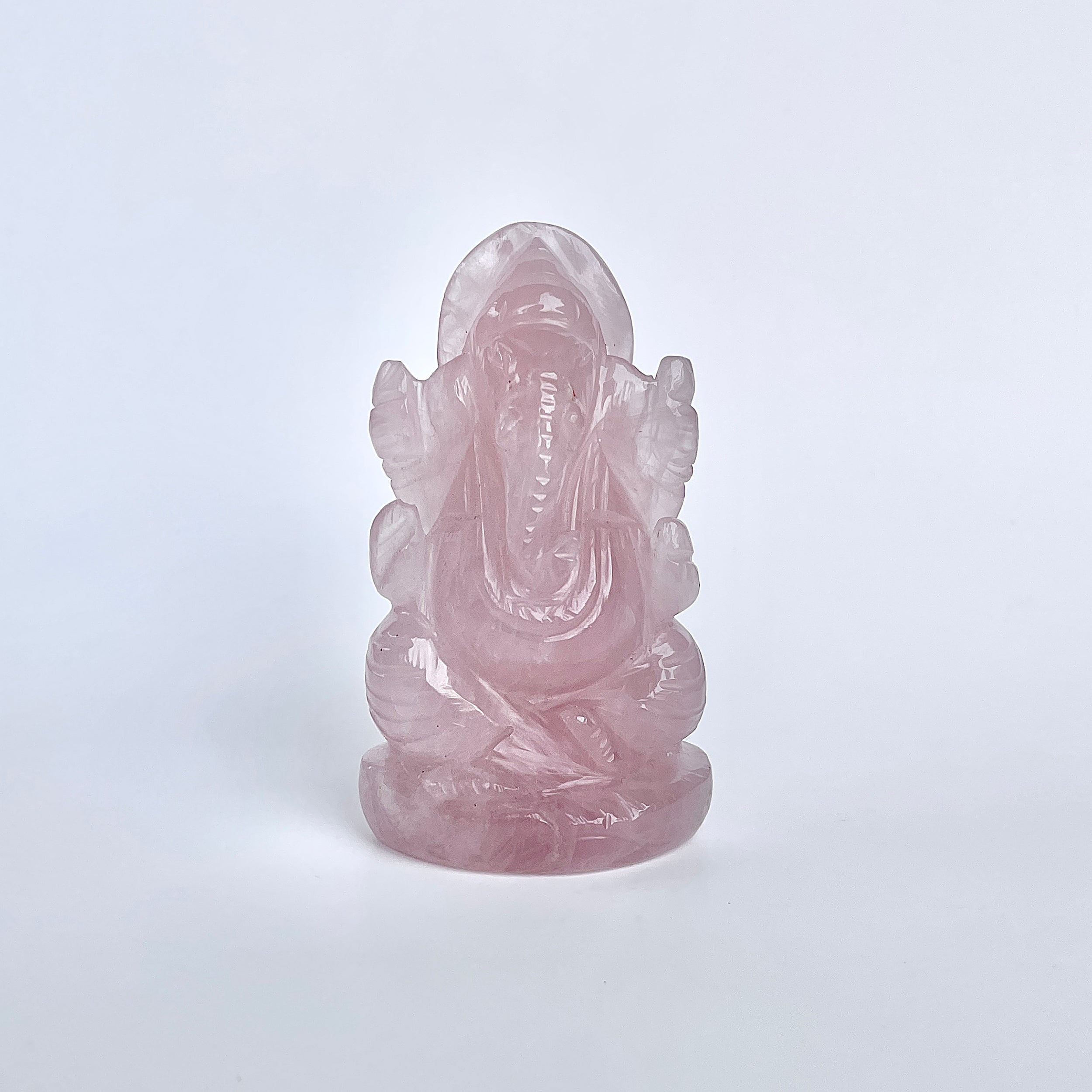 รูปเคารพพระพิฆเนศหินโรสควอตซ์ 646 กะรัต ความสูง :-8.1 ซม.-(RSQ-MRT-22.)