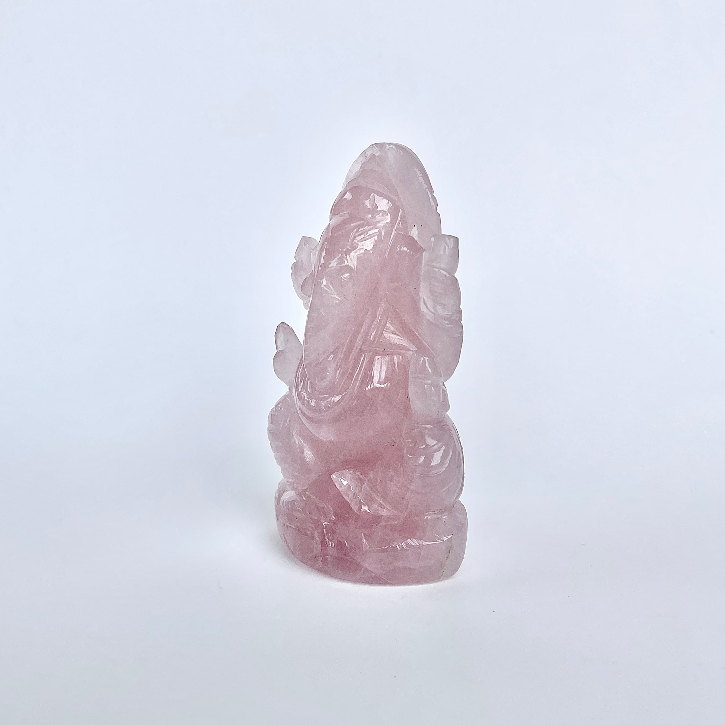 รูปเคารพพระพิฆเนศหินโรสควอตซ์ 646 กะรัต ความสูง :-8.1 ซม.-(RSQ-MRT-22.)