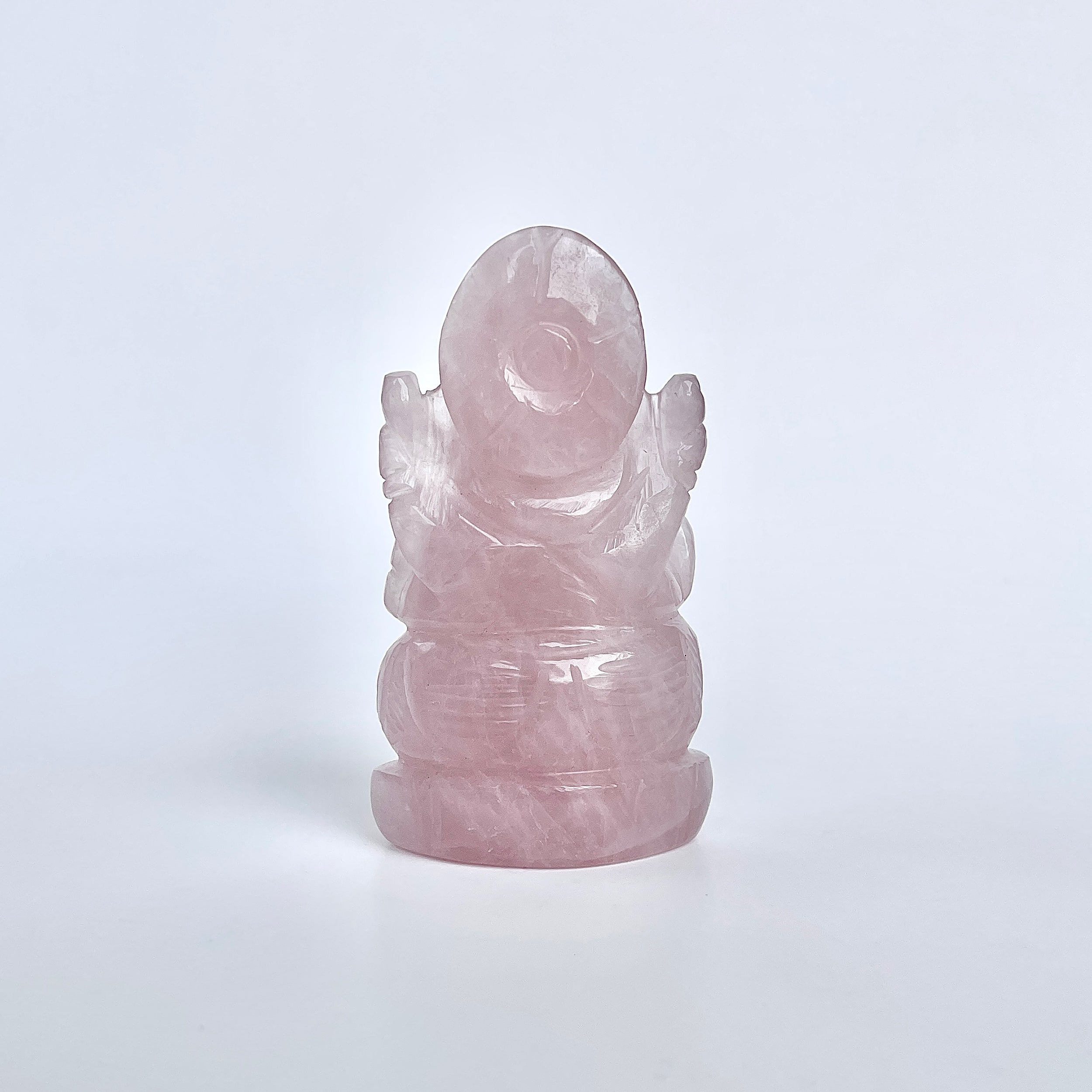 รูปเคารพพระพิฆเนศหินโรสควอตซ์ 646 กะรัต ความสูง :-8.1 ซม.-(RSQ-MRT-22.)