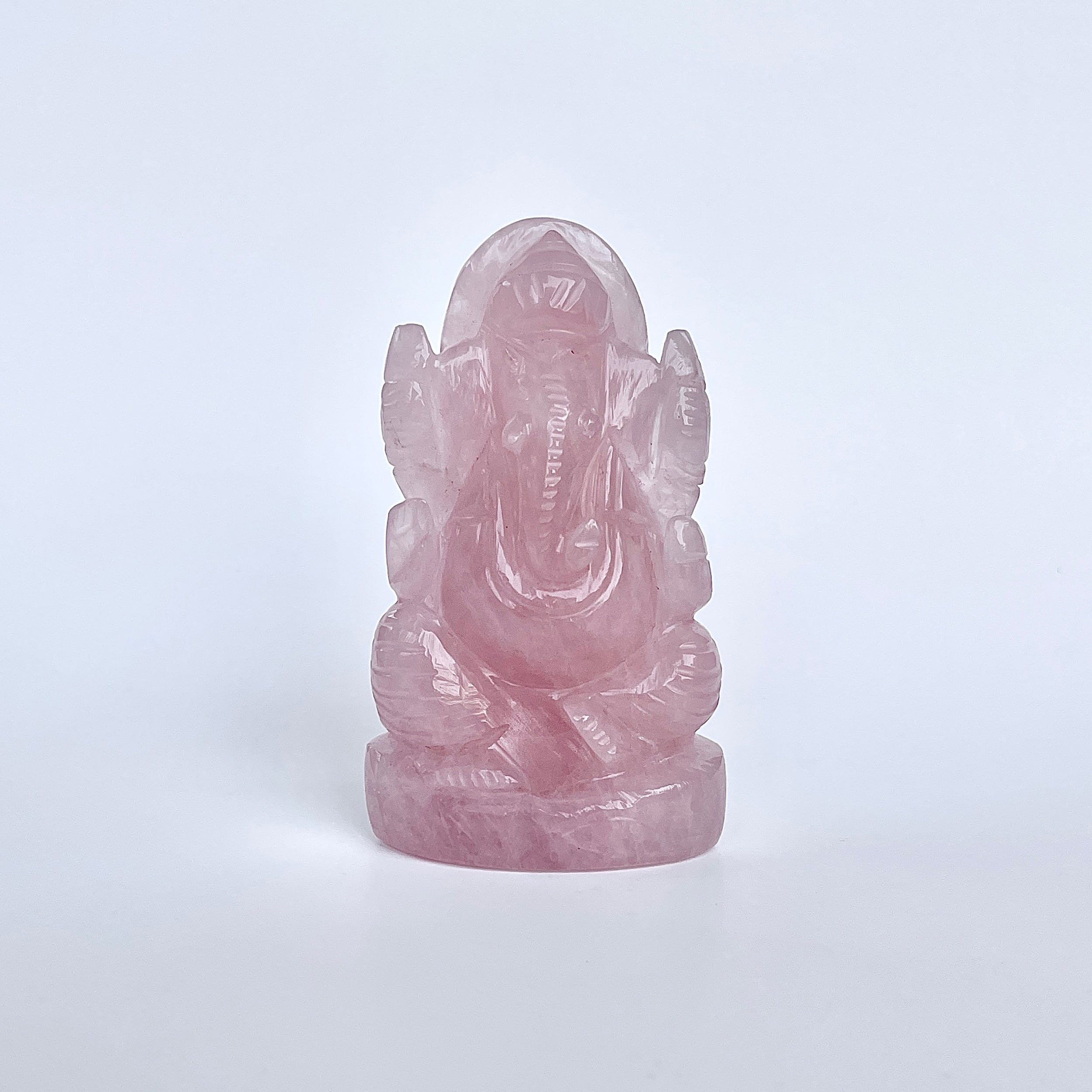 รูปเคารพพระพิฆเนศหินโรสควอตซ์ 765 กะรัต ความสูง :-8.8 ซม.-(RSQ-MRT-23.)