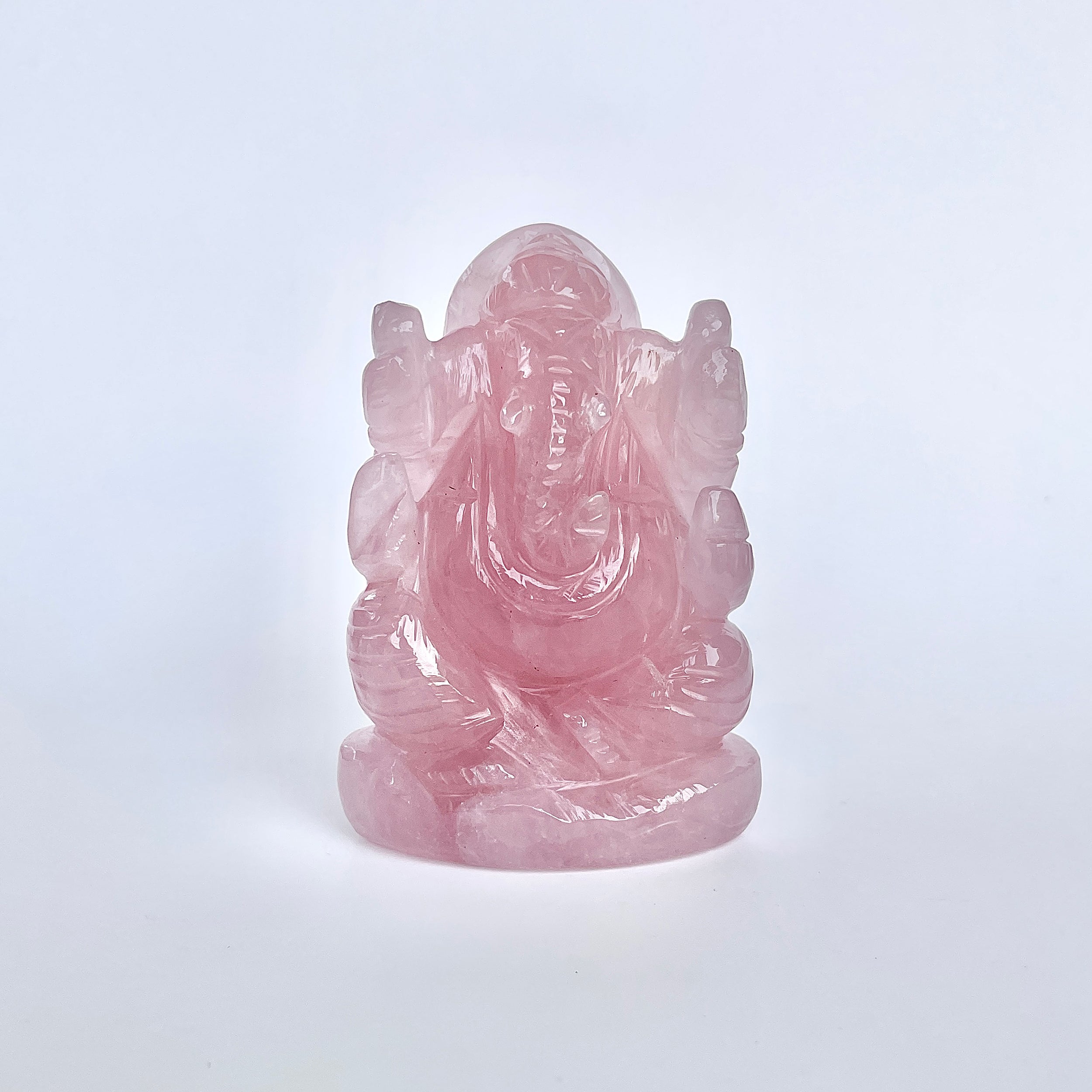 รูปเคารพพระพิฆเนศหินโรสควอตซ์ 953 กะรัต ความสูง :-8.3 CM-(RSQ-MRT-24.)