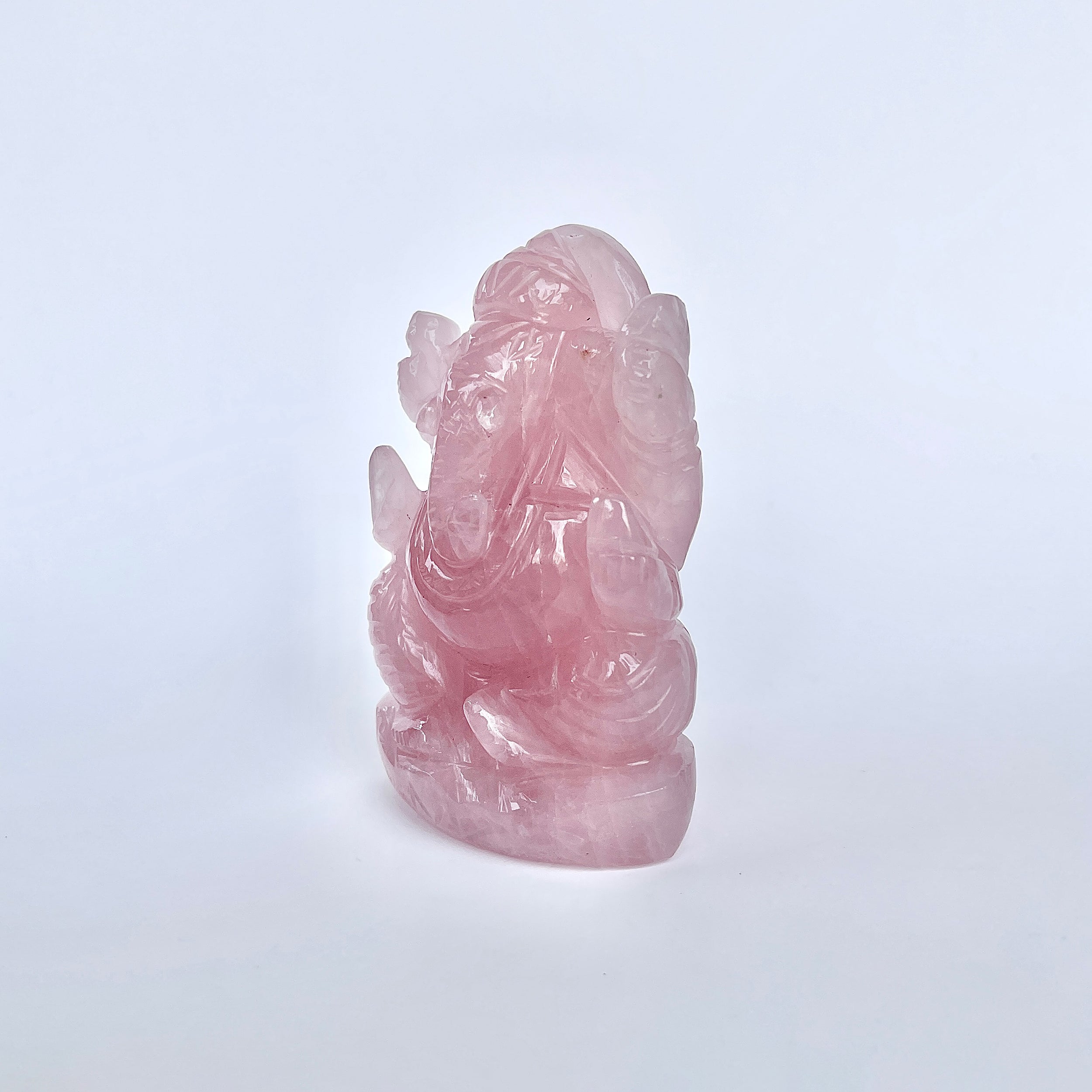 รูปเคารพพระพิฆเนศหินโรสควอตซ์ 953 กะรัต ความสูง :-8.3 CM-(RSQ-MRT-24.)